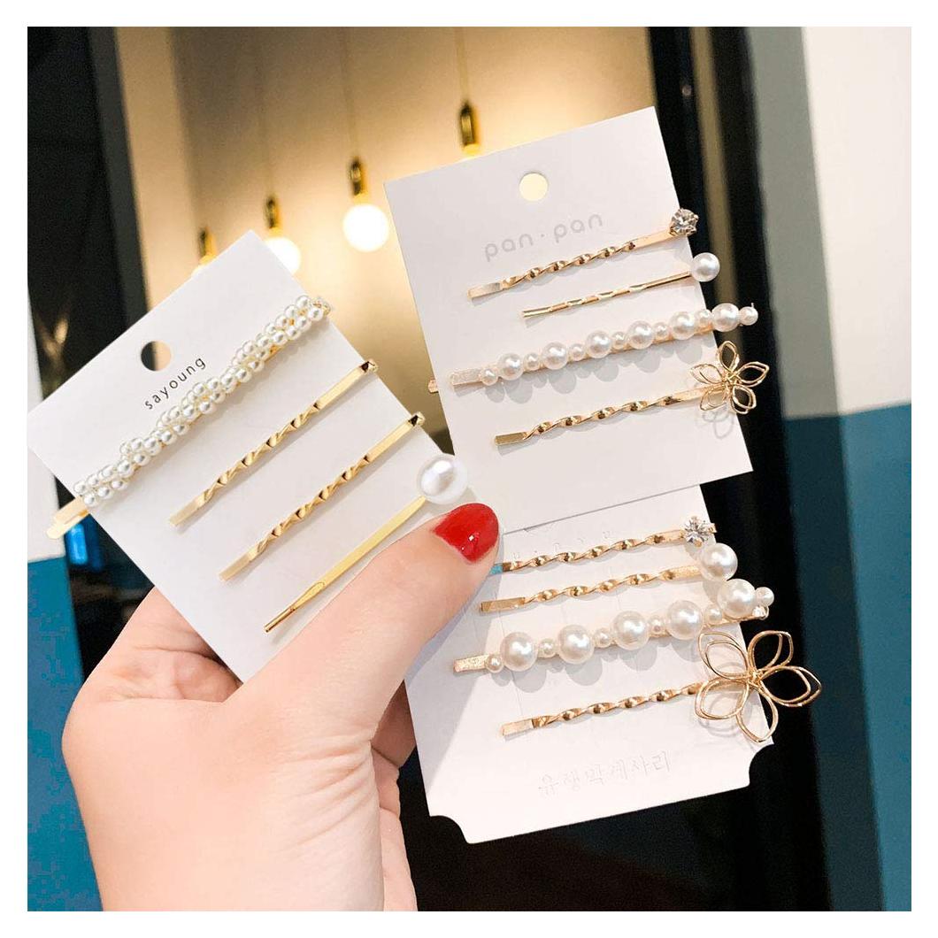 Horquillas de Perlas Vintage Whitebridge - 12 Piezas con Flores