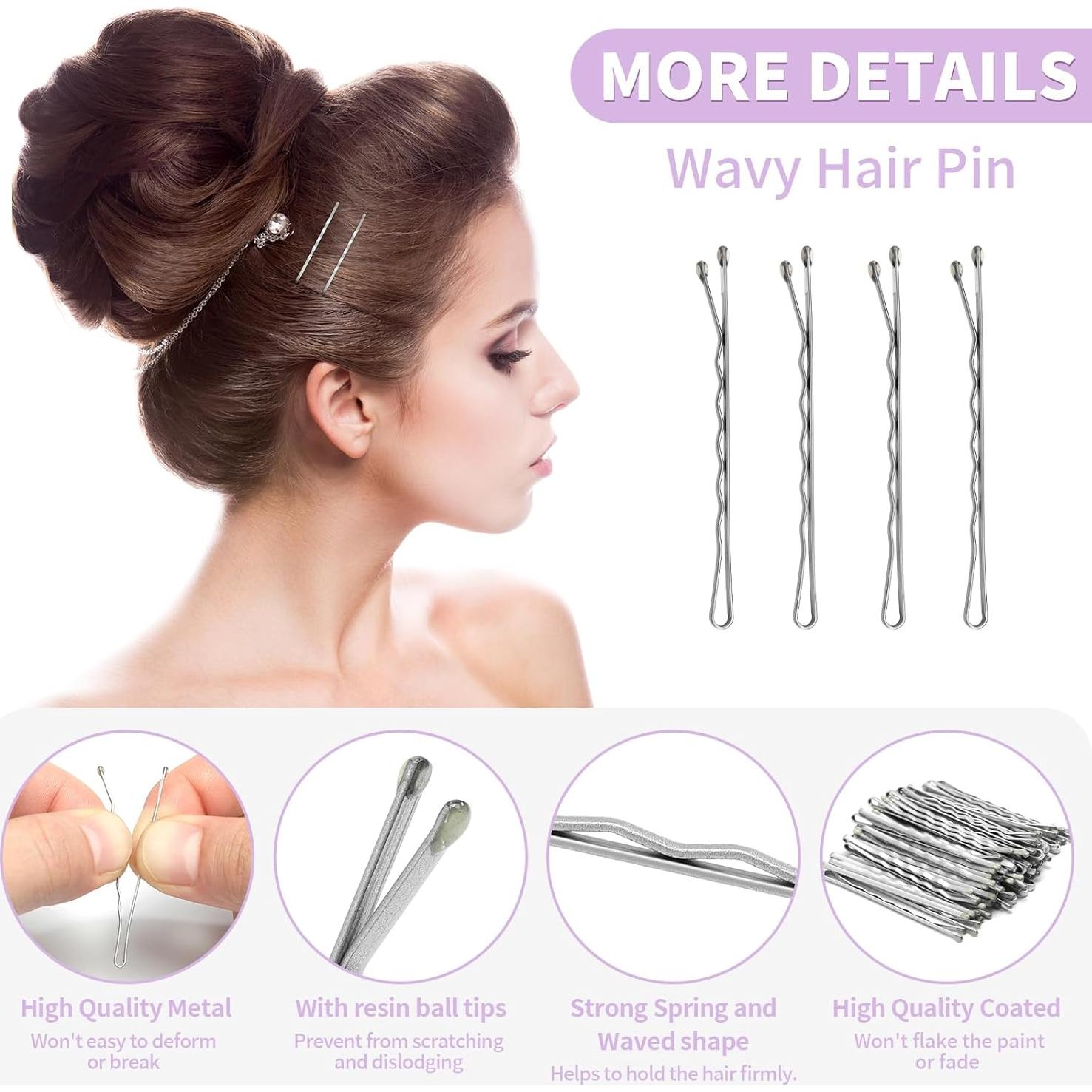 Horquillas para el Cabello Mia Klein 5 cm 60PCS Plata