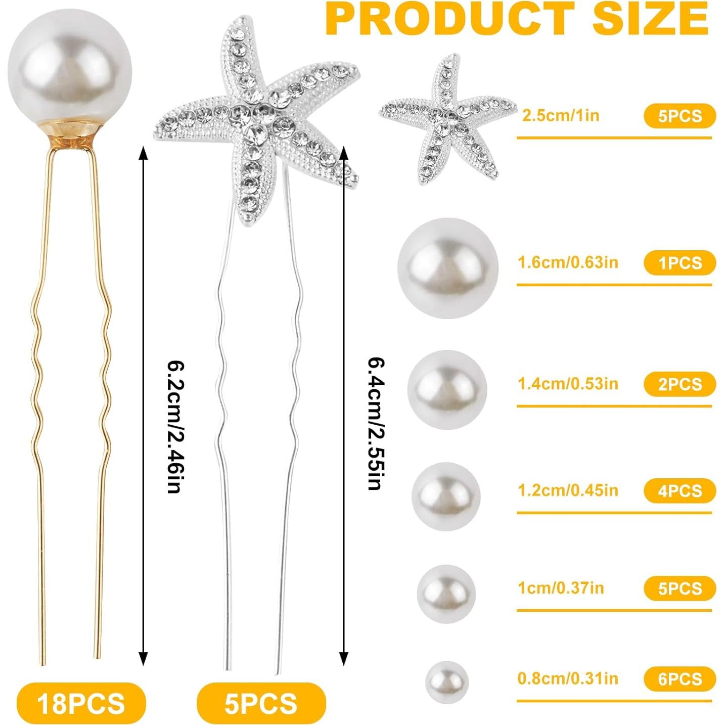 Juego de 23 Pinzas para el Cabello Xiuouix - Perlas y Estrella de Mar