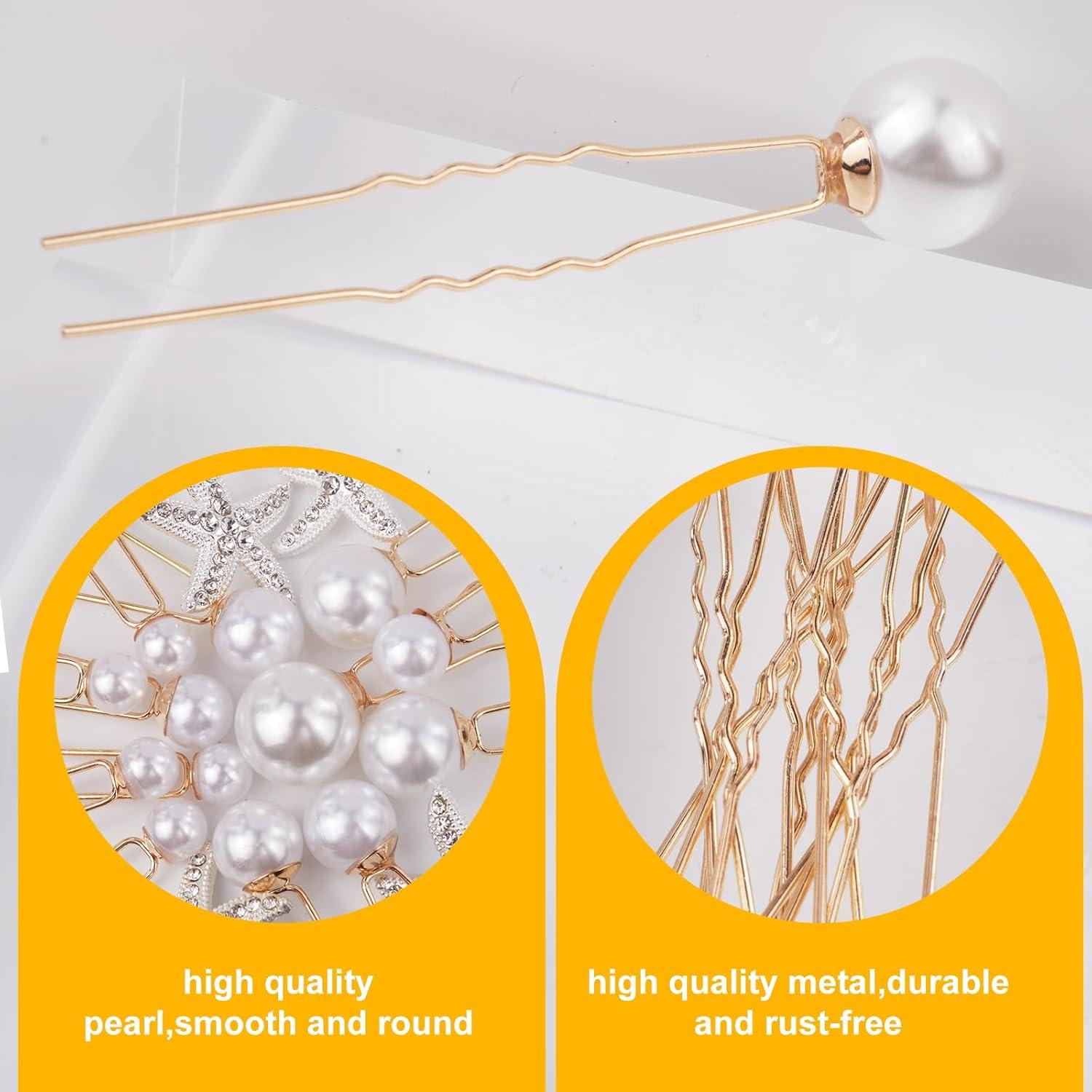 Juego de 23 Pinzas para el Cabello Xiuouix - Perlas y Estrella de Mar