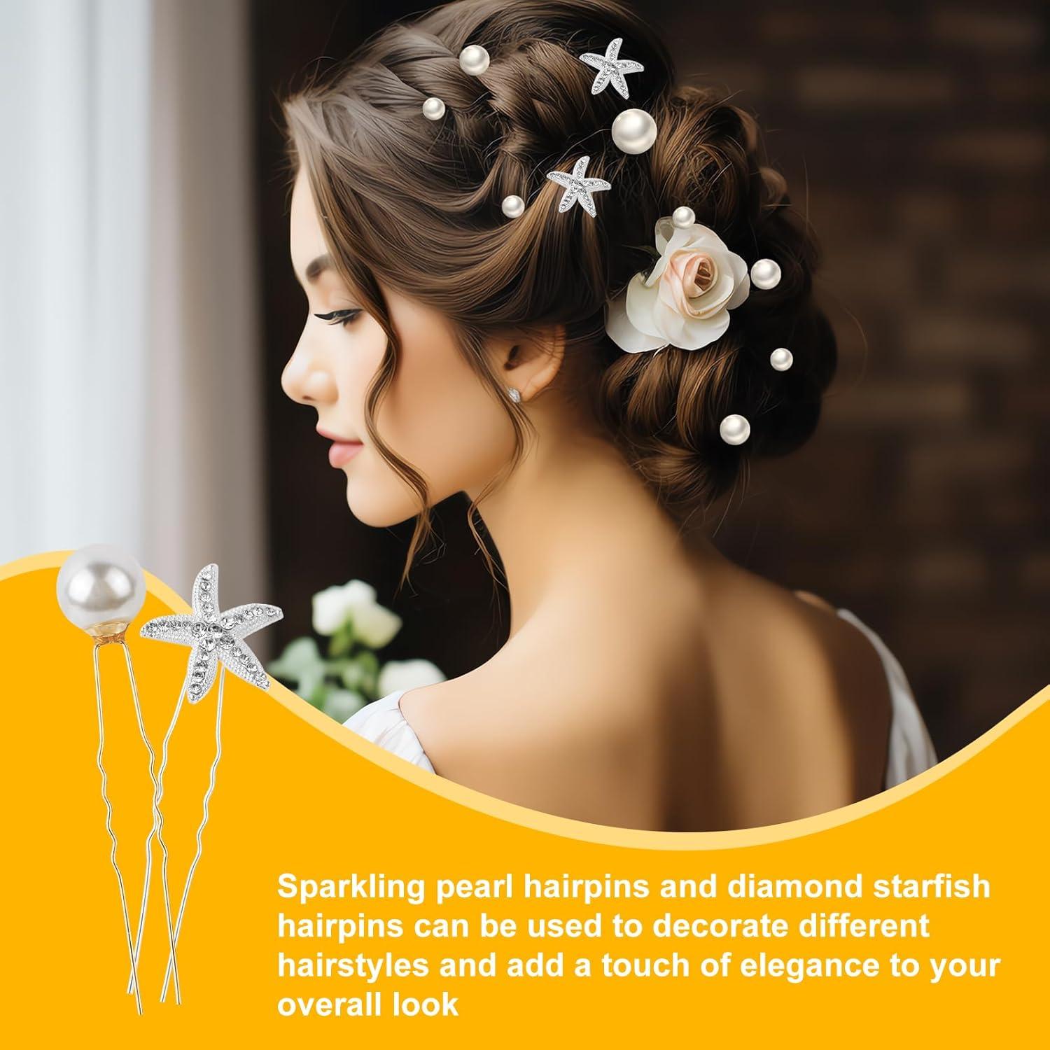 Juego de 23 Pinzas para el Cabello Xiuouix - Perlas y Estrella de Mar