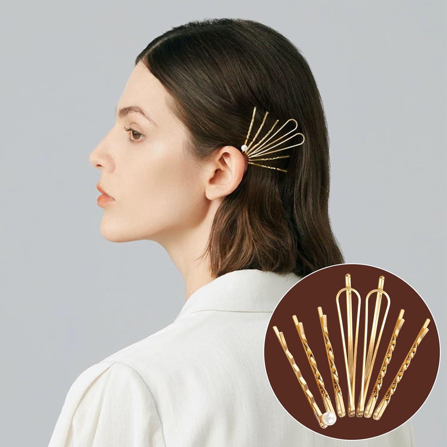 18 Pinzas de Cabello Doradas SHEHARUHI con Perlas - Accesorios Elegantes