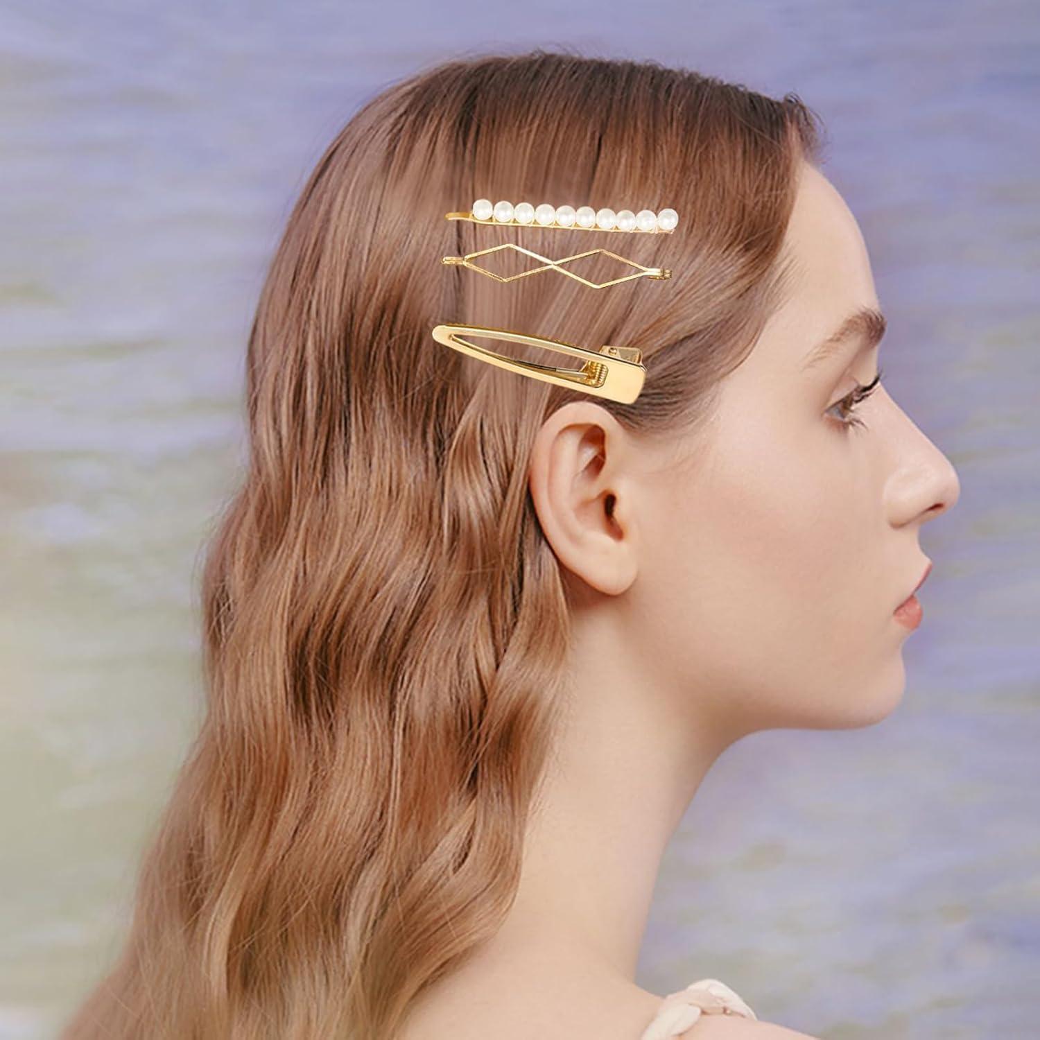 18 Pinzas de Cabello Doradas SHEHARUHI con Perlas - Accesorios Elegantes