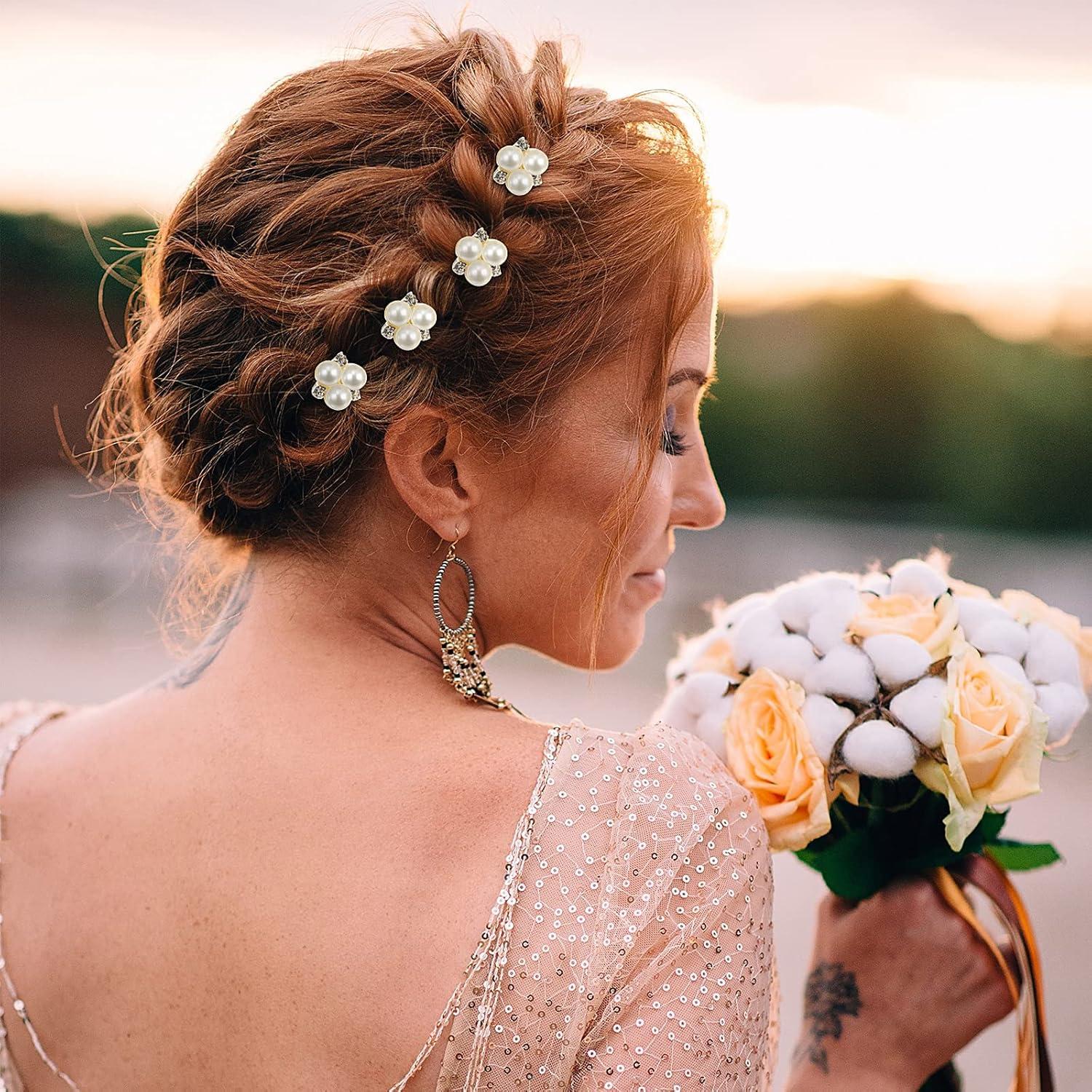 18 Horquillas de Perlas y Strass WILLBOND para Novias - Dorado Rosa