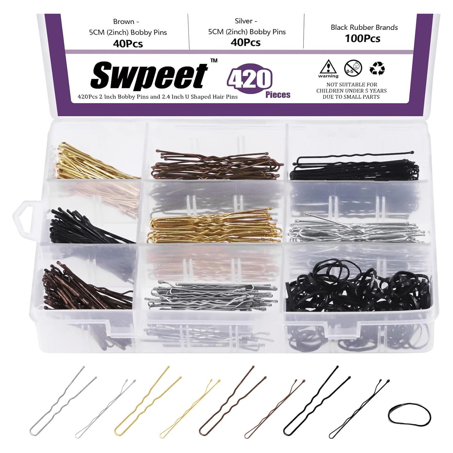 Kit de Horquillas Swpeet 420 Pcs con Gomas para Cabello