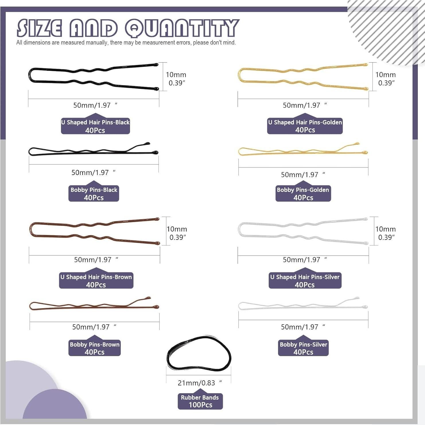 Kit de Horquillas Swpeet 420 Pcs con Gomas para Cabello