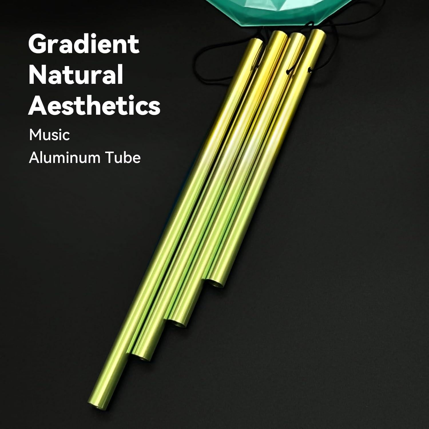 Campana de Viento Solar WANQDG Verde 94 cm con Luz LED