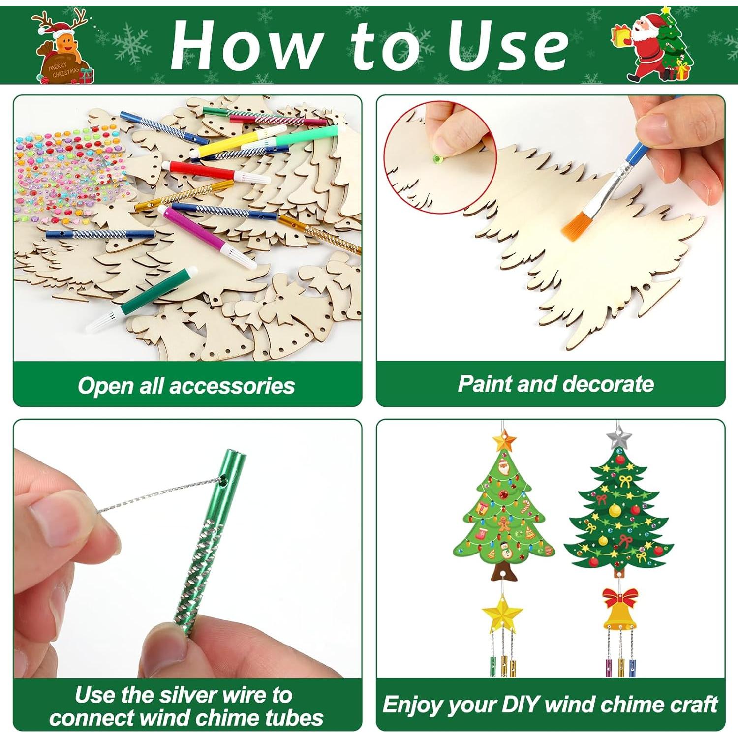 Kit de Manualidades de Navidad gisgfim - 16 Piezas de Madera DIY