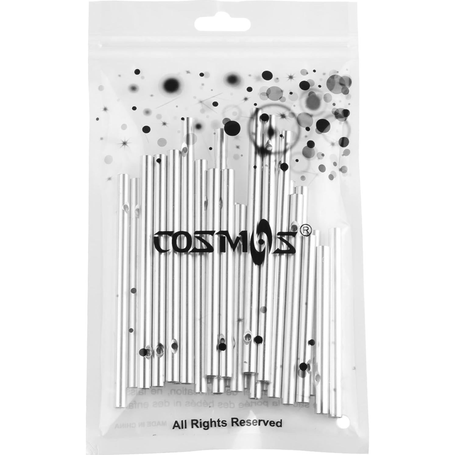 Paquete de 30 Tubos de Campanas de Viento Cosmos Plateado