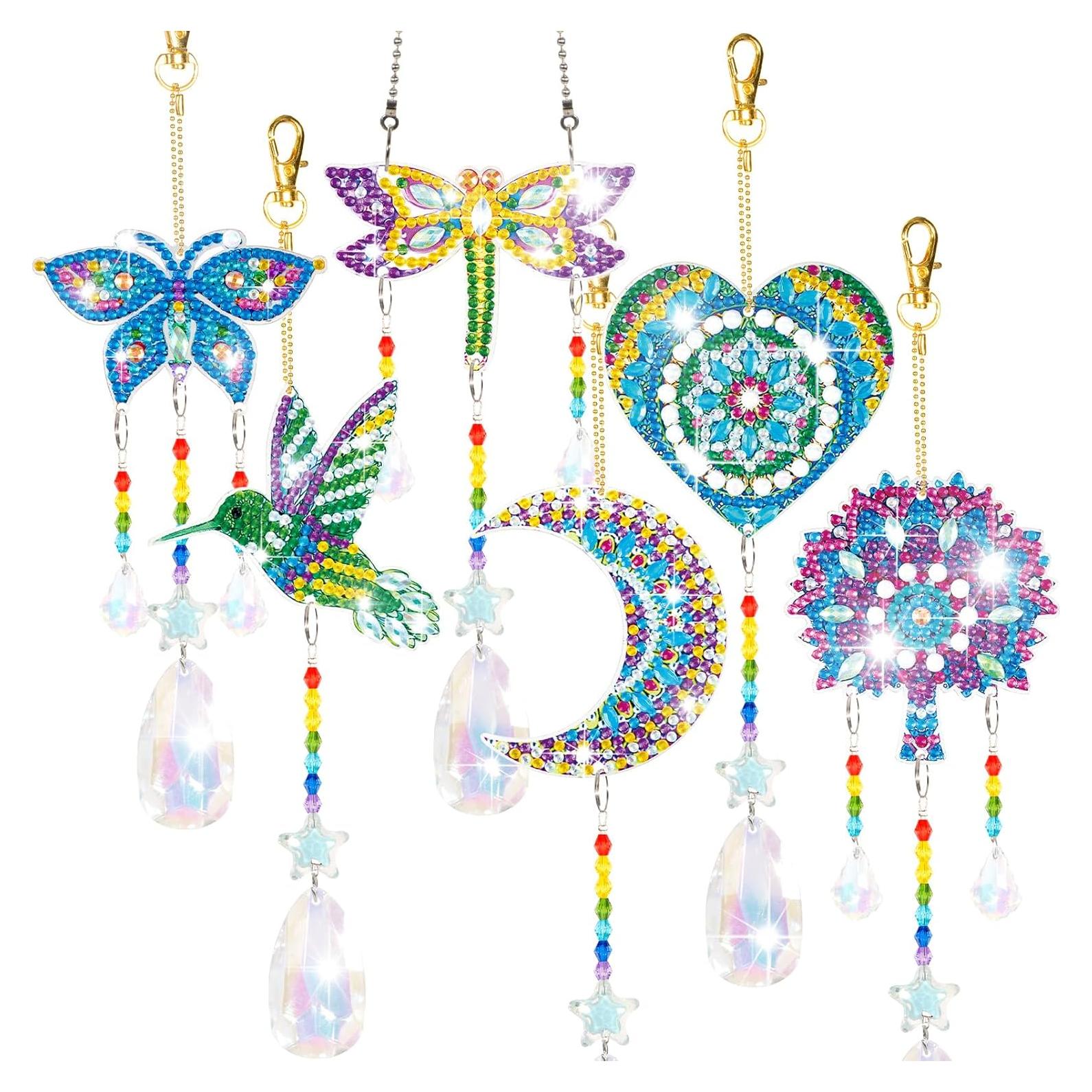 Móvil de Viento 3D YUNVI 6 Pcs Pinturas de Diamantes Jardín