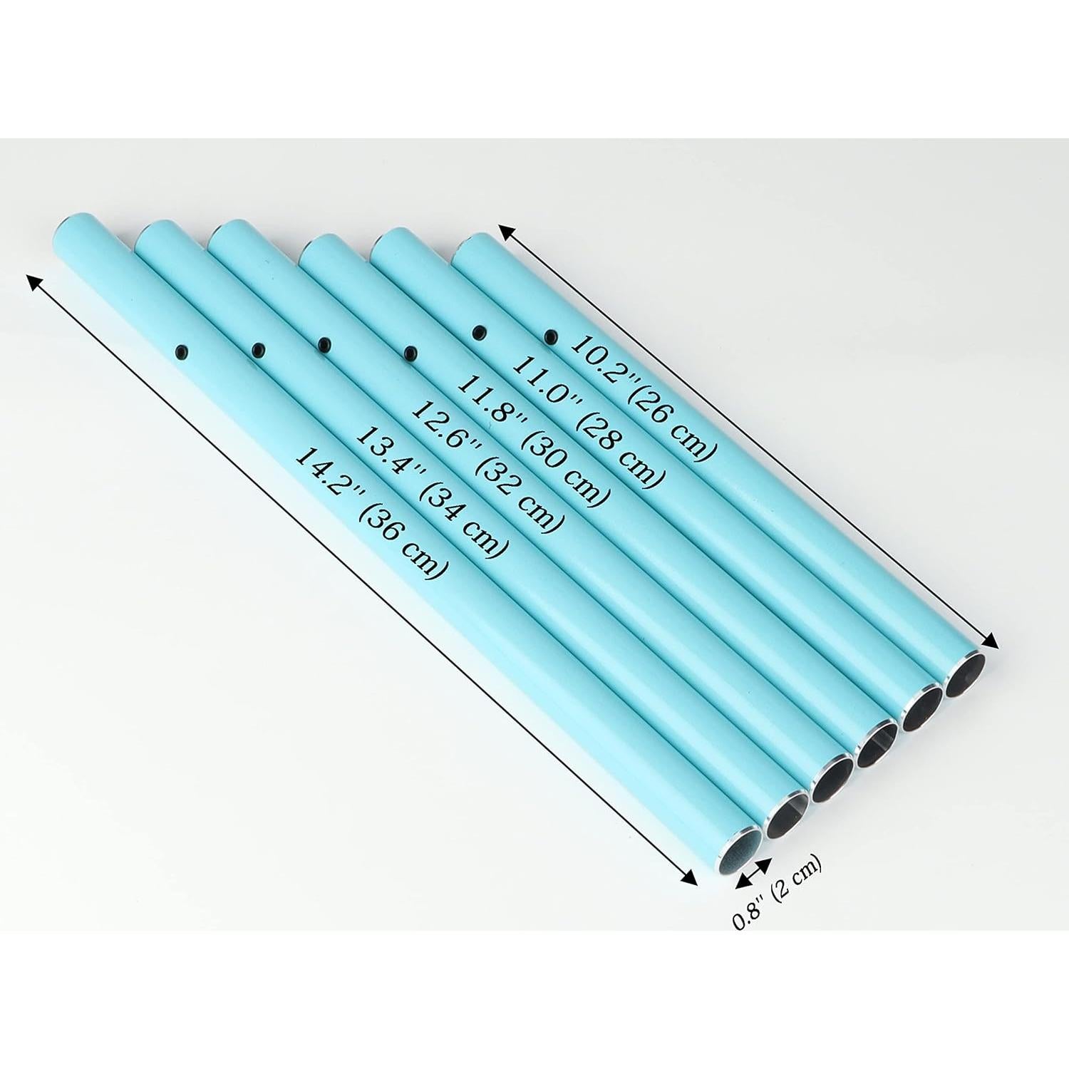 6 Tubos de Campana de Viento Lveofielygi Azul Turquesa 25.5-36.5 cm