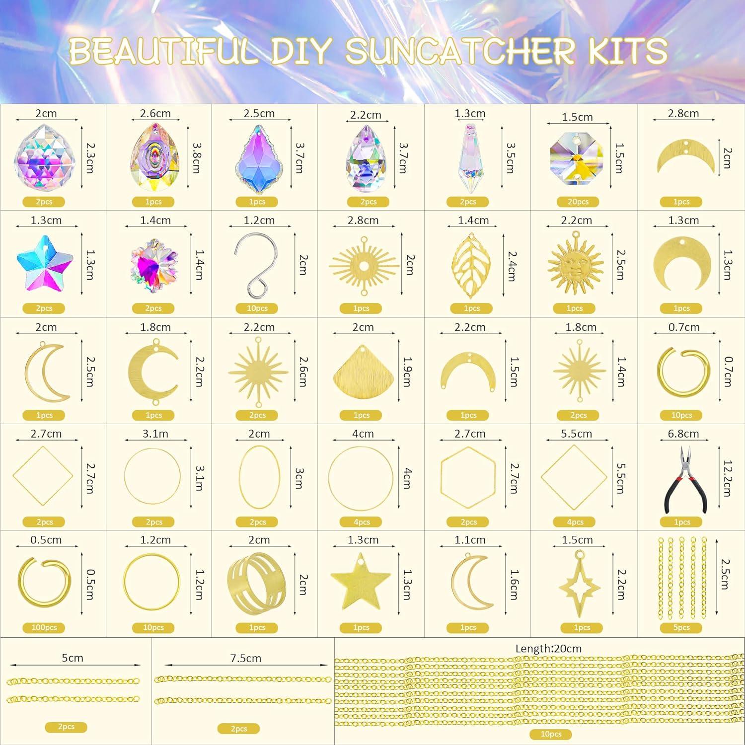 Kit de Suncatcher DIY H&D 215 Piezas Cristal Dorado