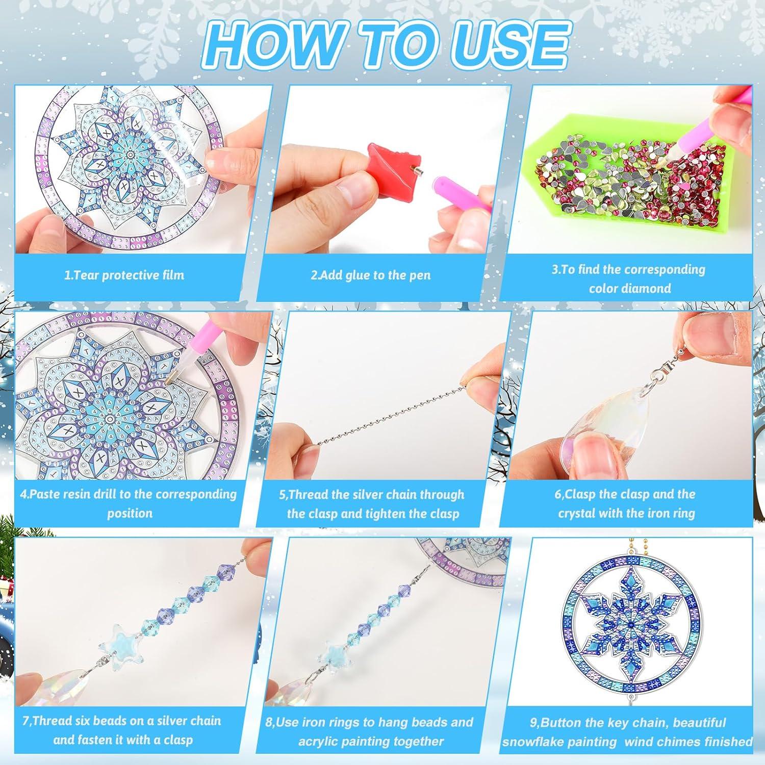 Kits de Arte de Diamante Tradder 6 Pcs Copos de Nieve