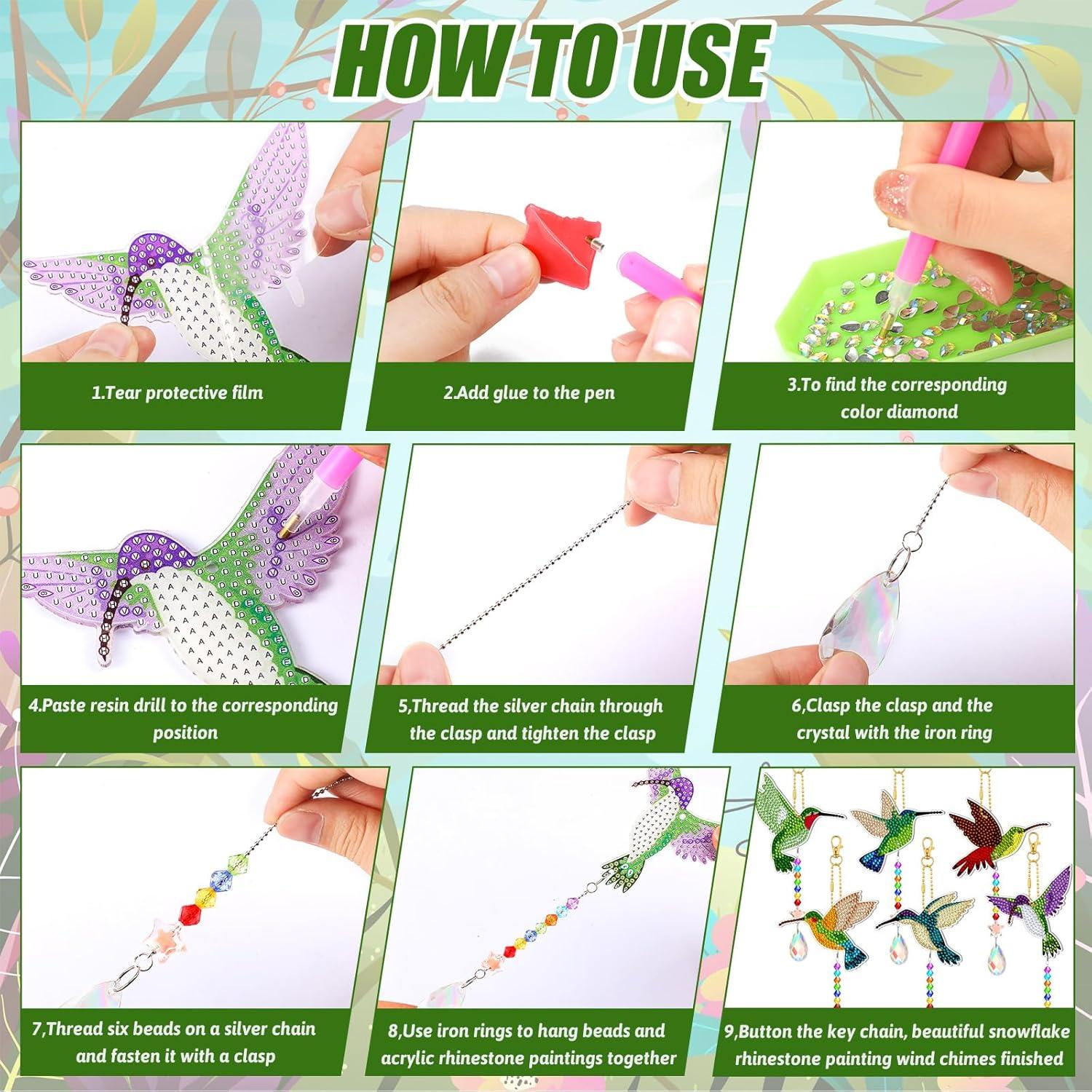 Kits de Pintura de Rhinestone Colibrí Tradder - 6 Piezas DIY