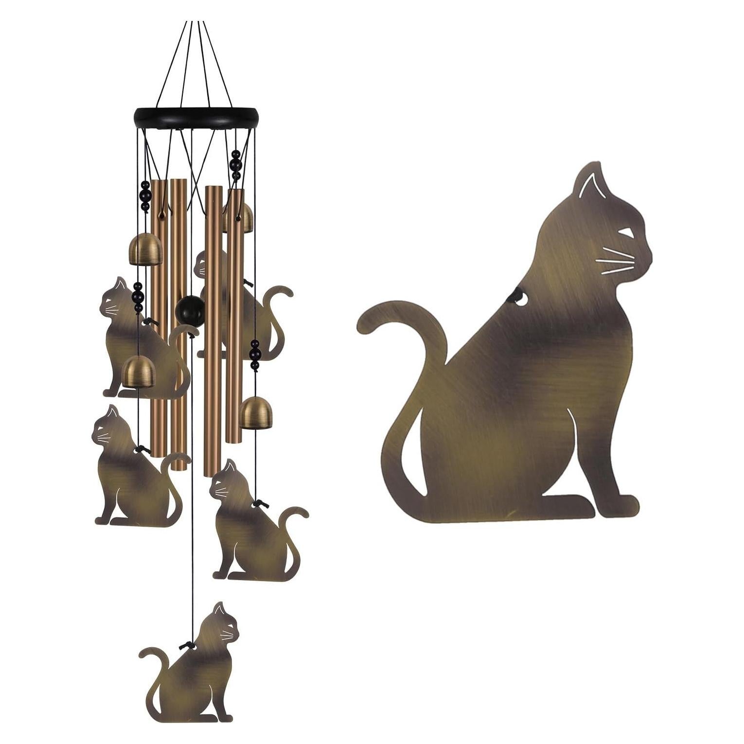 Campanas de Viento de Gato xxschy - 71 cm Bronce Decoración