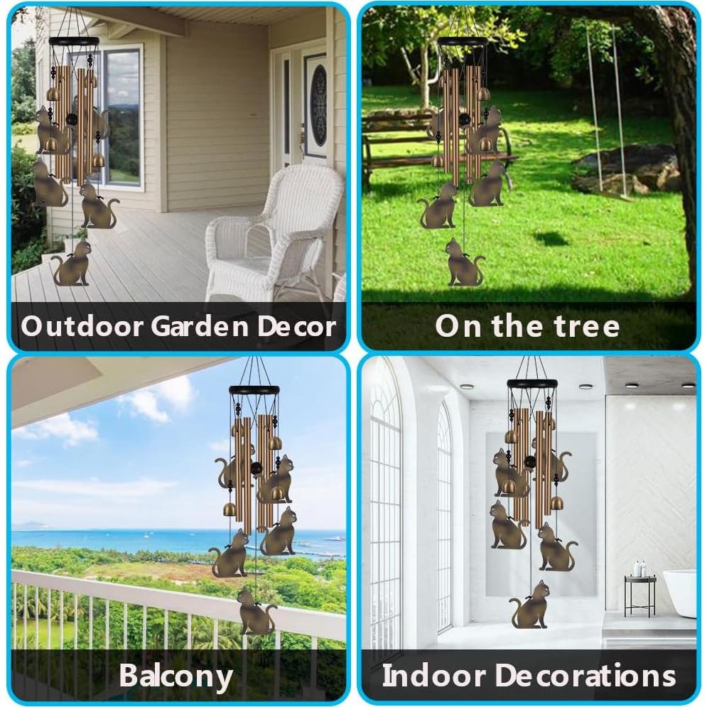 Campanas de Viento de Gato xxschy - 71 cm Bronce Decoración
