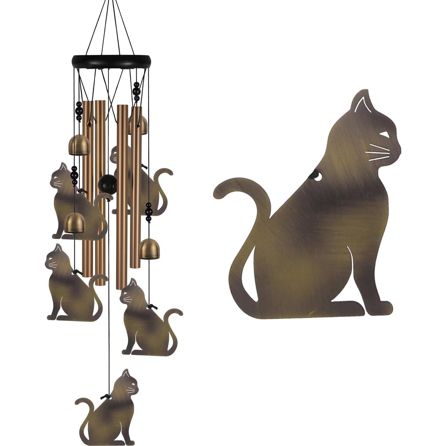 Campanas de Viento de Gato xxschy - 71 cm Bronce Decoración
