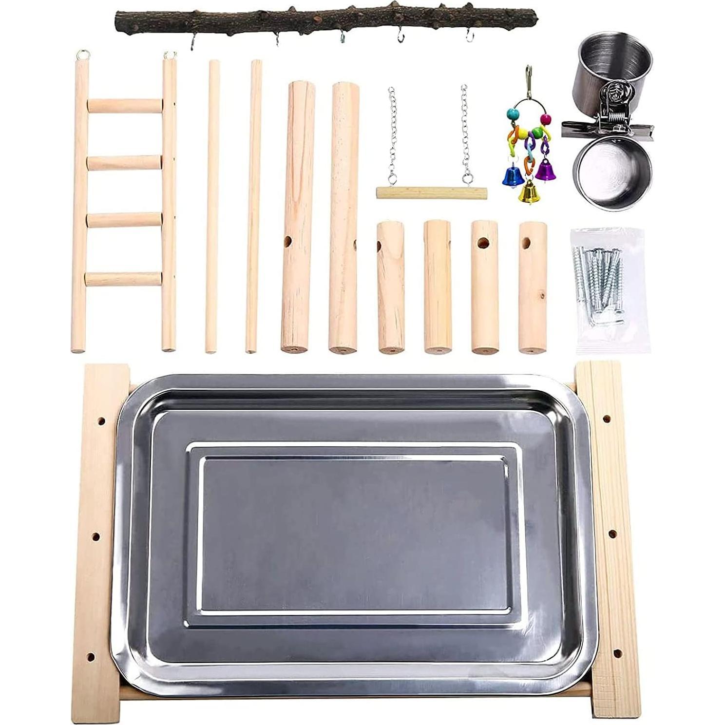 Soporte de Juego para Aves PINVNBY - Jaula de Madera 37.5cm