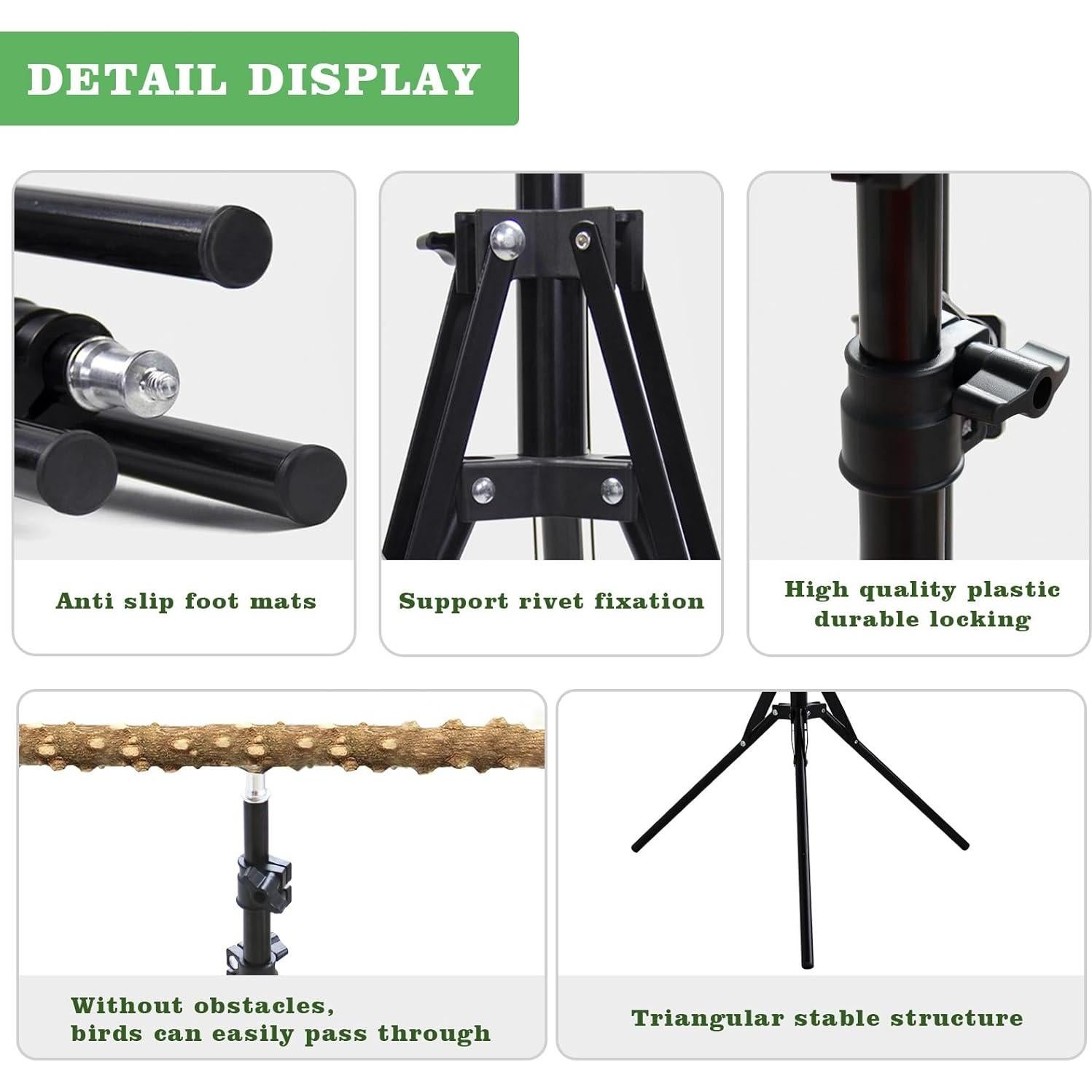 Soporte para Percha de Pájaro de Madera Ajustable MinrzPet