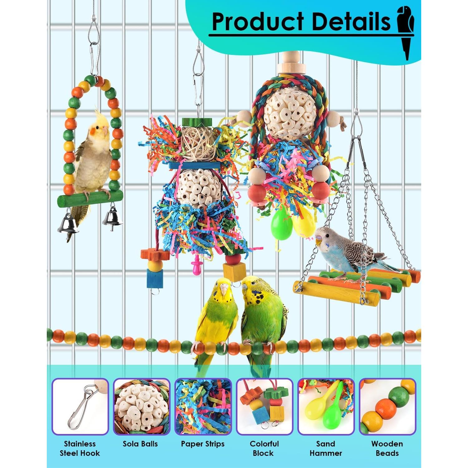 Juguetes para Aves Bissap 5 PCS Colgantes para Conures