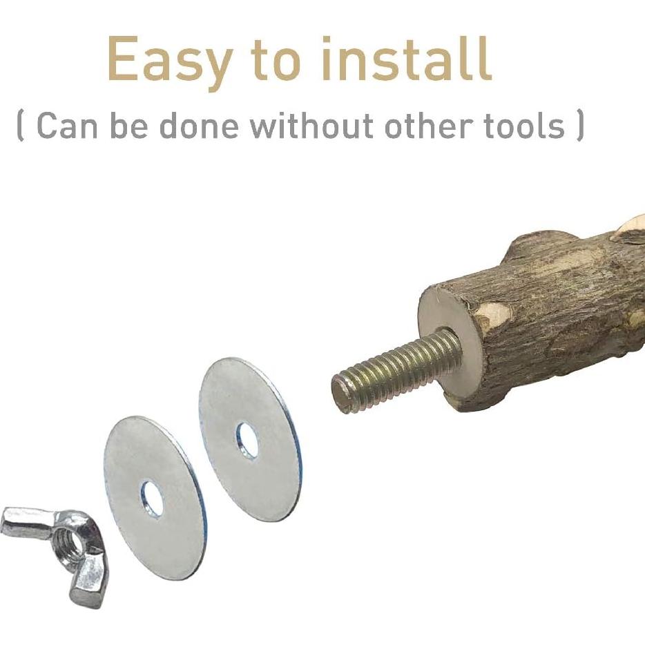 Perchas para Aves de Madera Natural LIMIO 4 PCS Antideslizantes