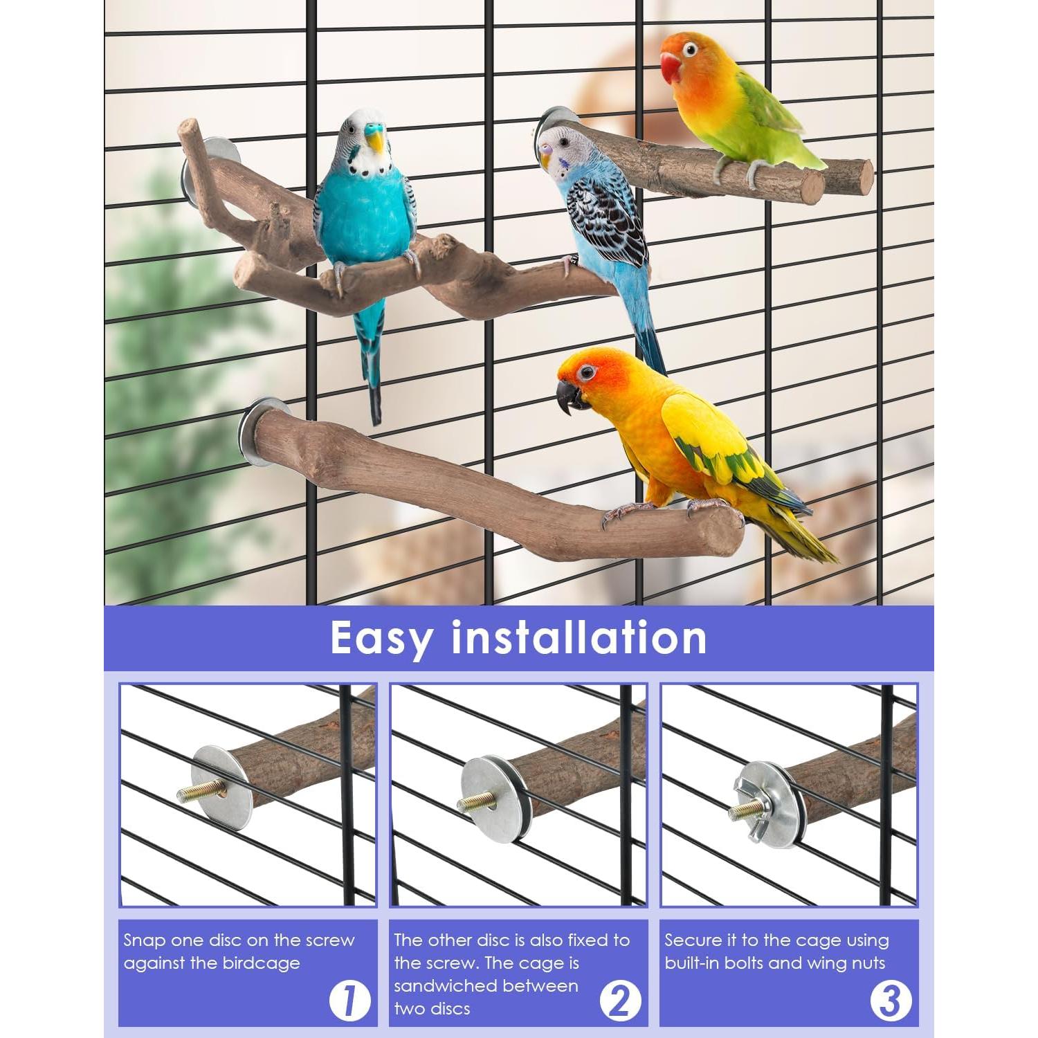 Soporte para Aves Bissap 7PCS - Madera Natural para Jaula