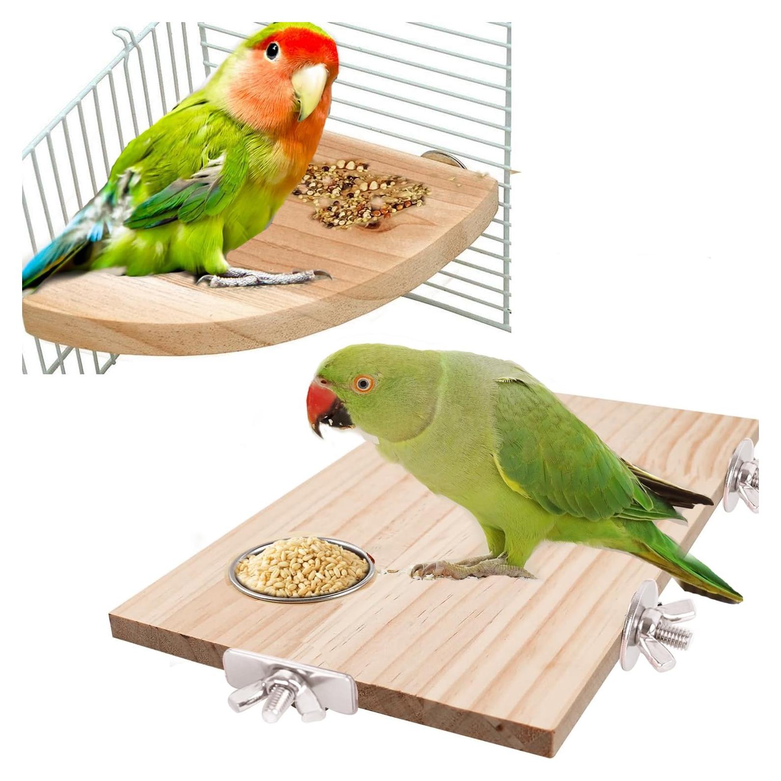 Plataforma de Percha para Aves FOCZZU - Madera Natural 2 Pcs