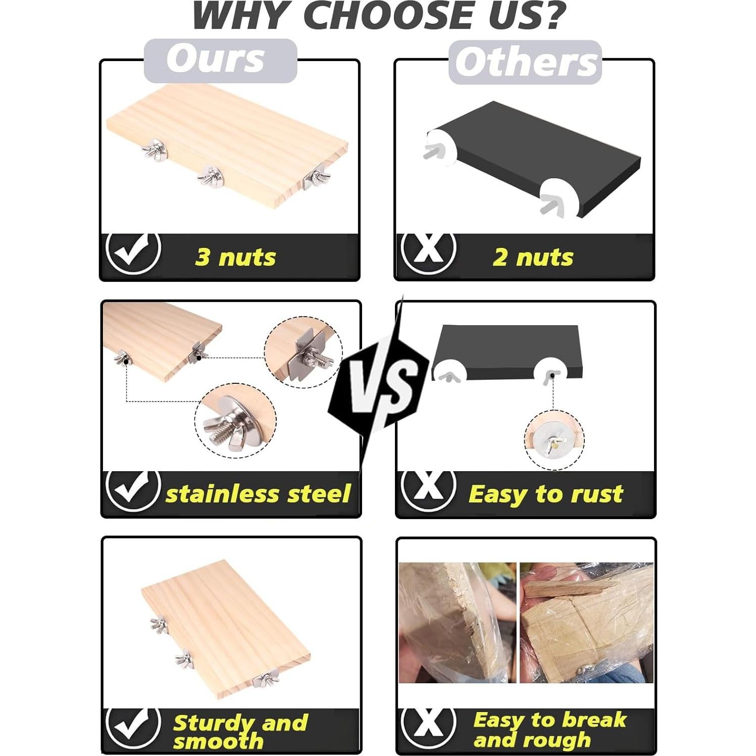 Plataforma de Percha para Aves FOCZZU - Madera Natural 2 Pcs