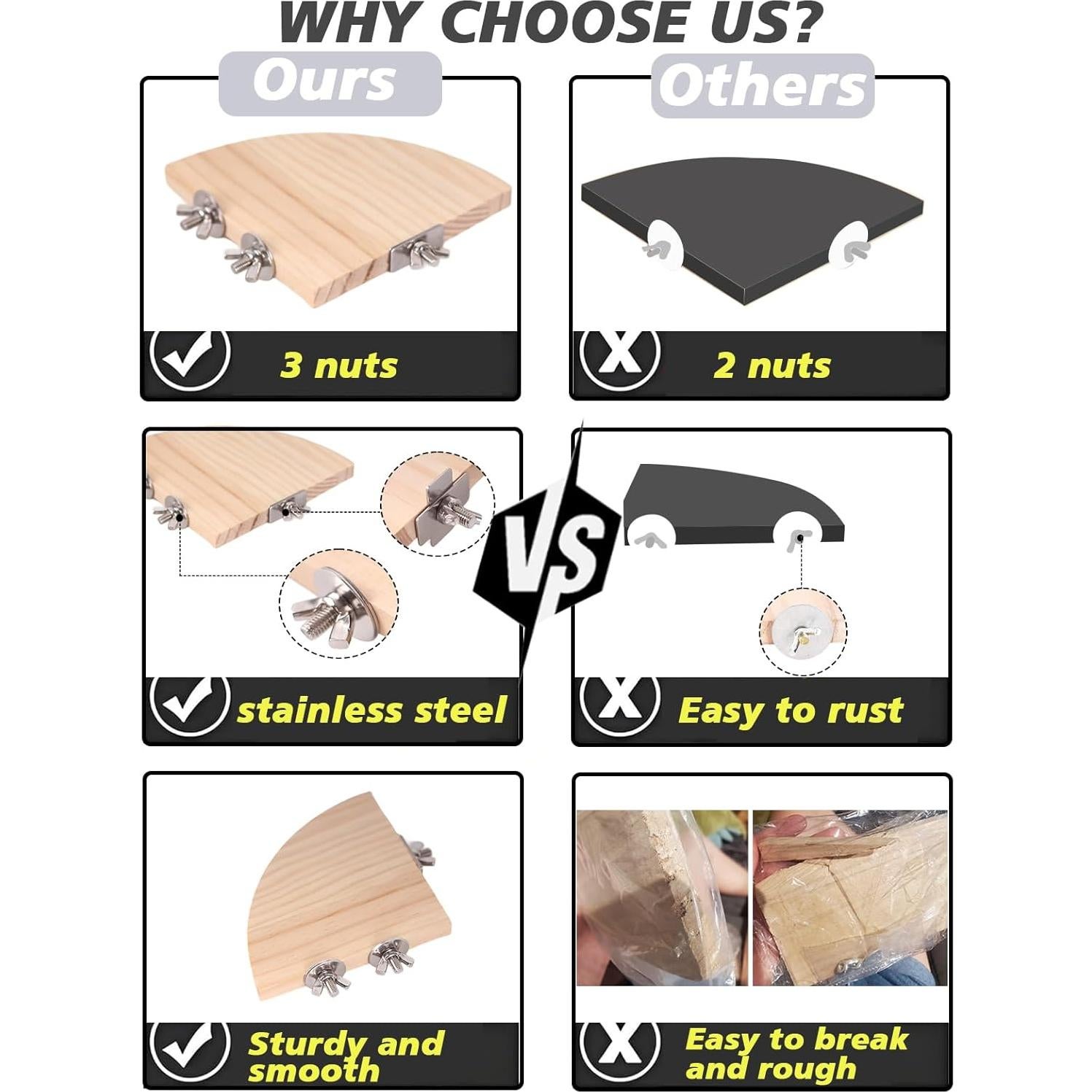 Plataforma de Percha para Aves FOCZZU - Madera Natural 2 Pcs