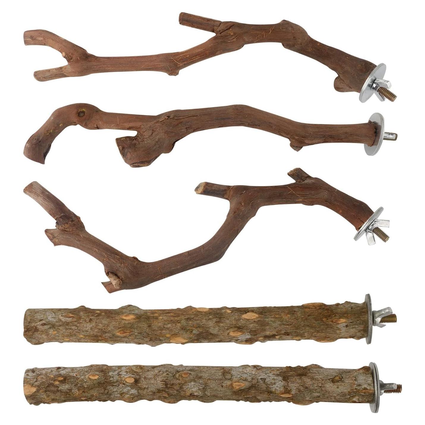 5PCS Soporte para Aves HOSUKKO Madera Natural 23cm