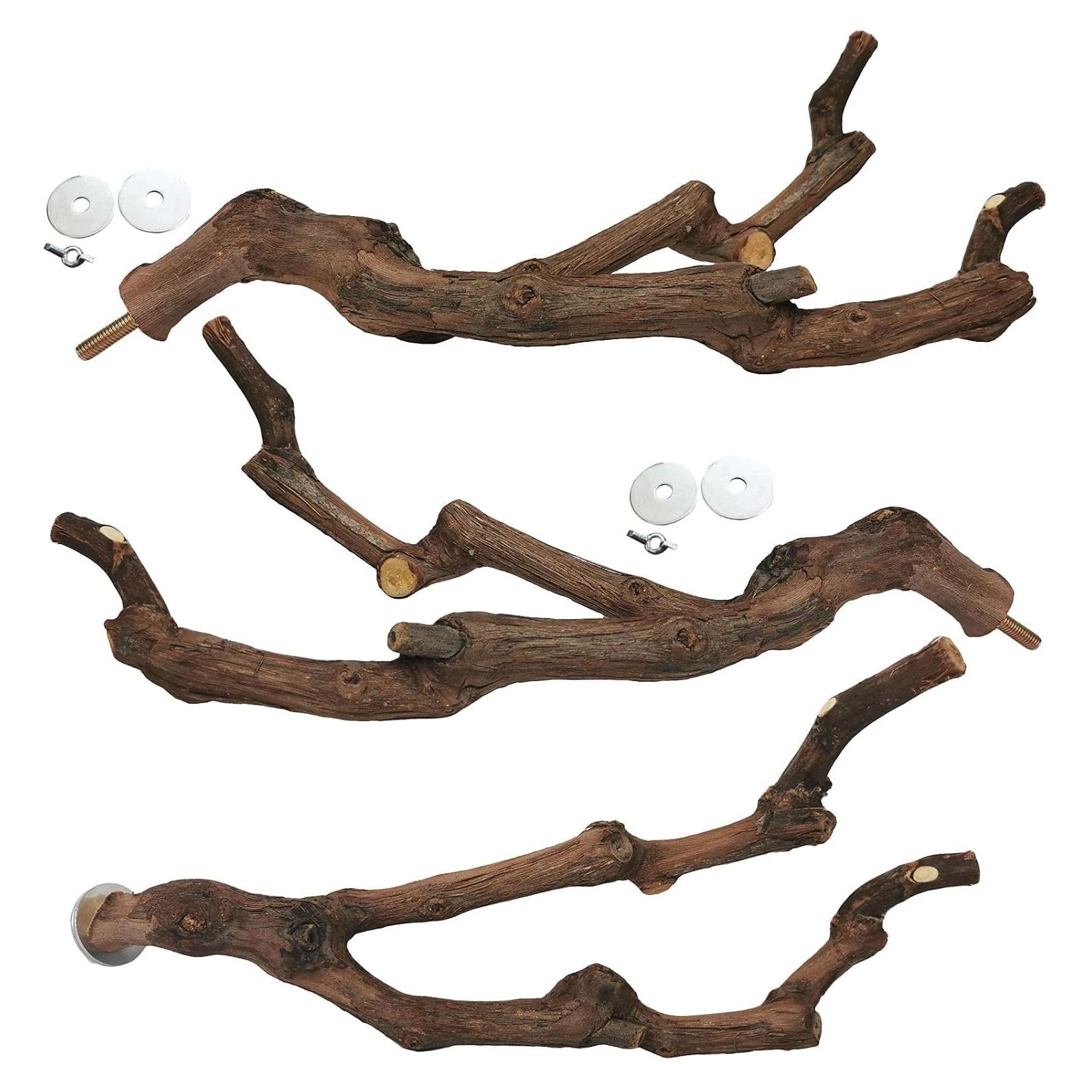 Perchas Naturales para Loro Kathson 3 Pcs Soporte Madera