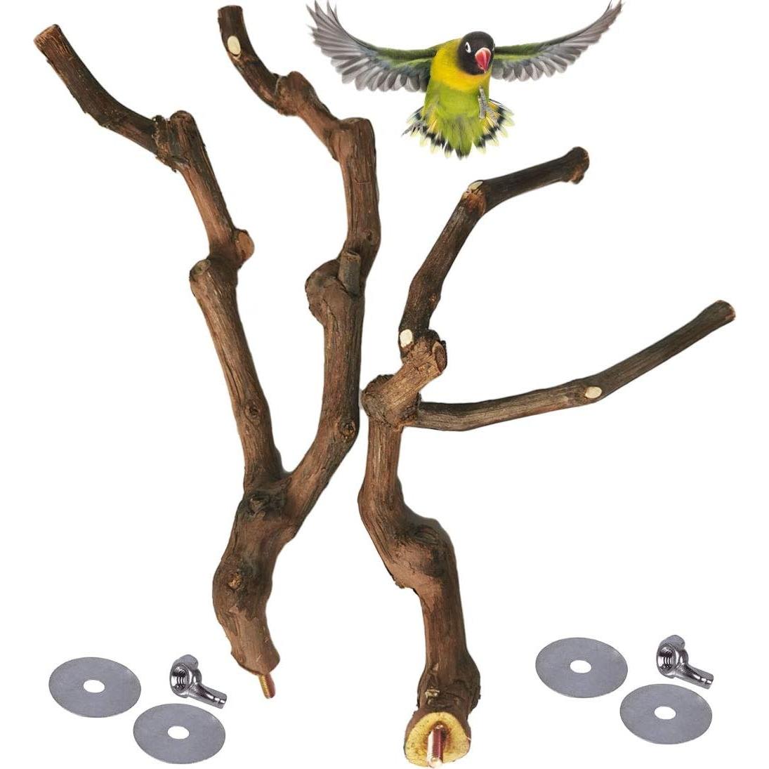 Perchas Naturales para Loro Kathson 3 Pcs Soporte Madera