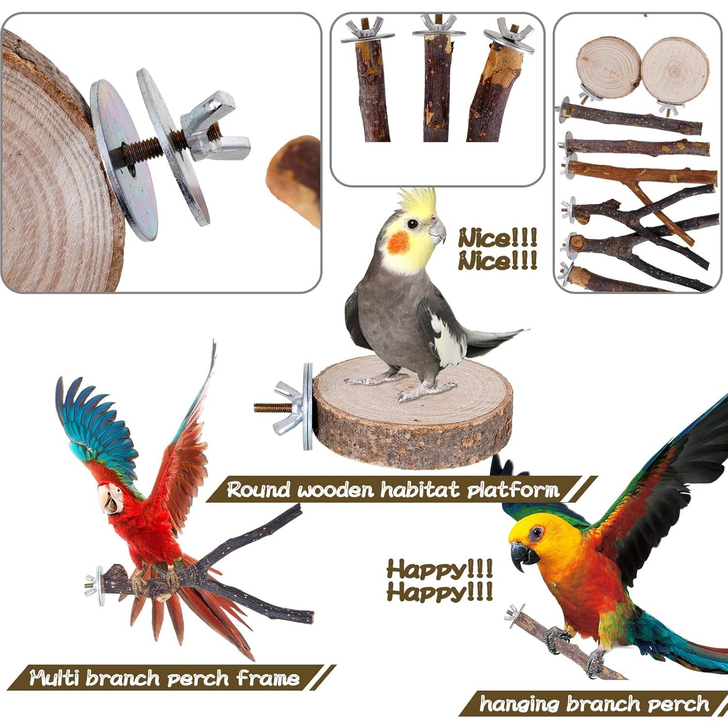 Percha para Aves Libiline de Madera Natural 8 Piezas 15cm