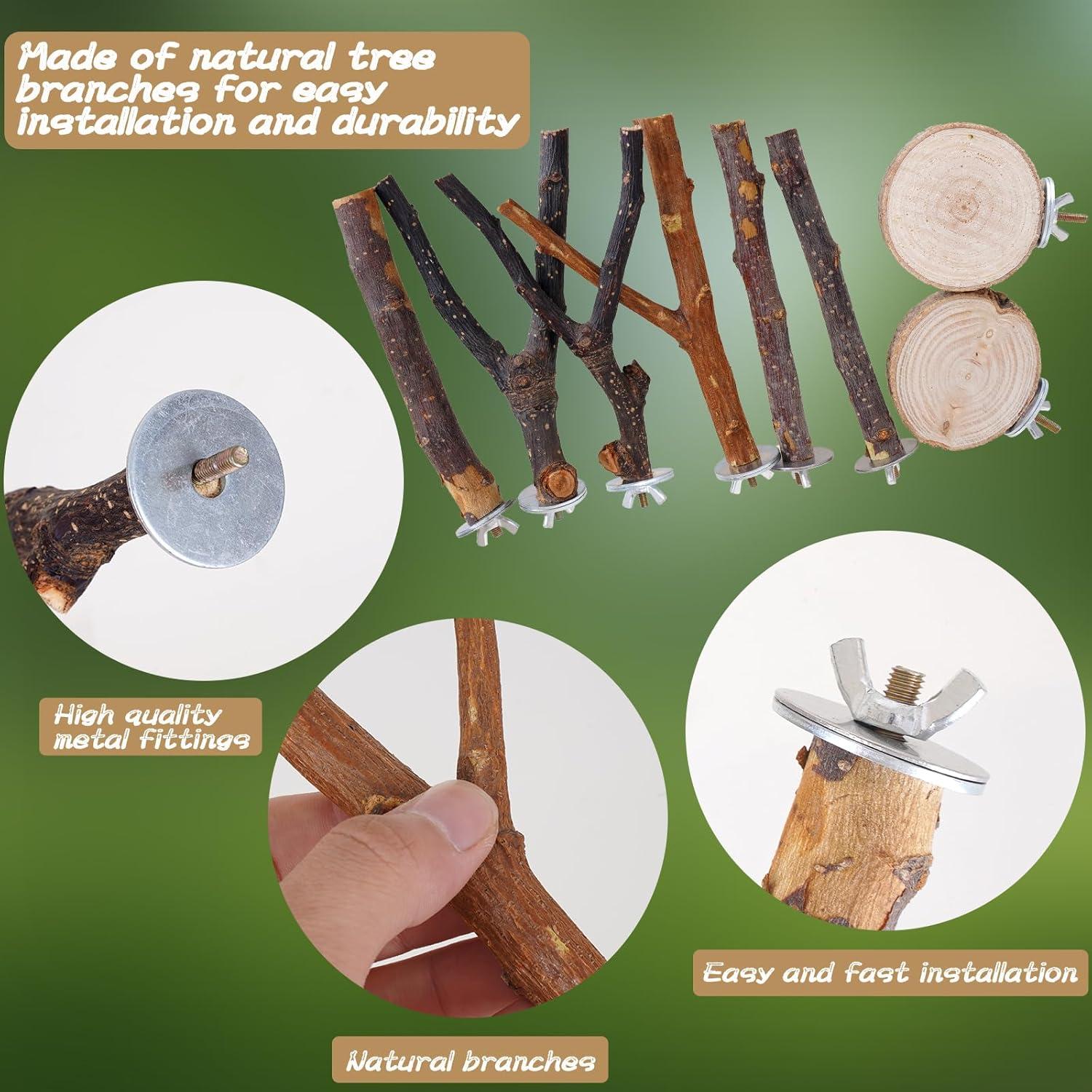 Percha para Aves Libiline de Madera Natural 8 Piezas 15cm