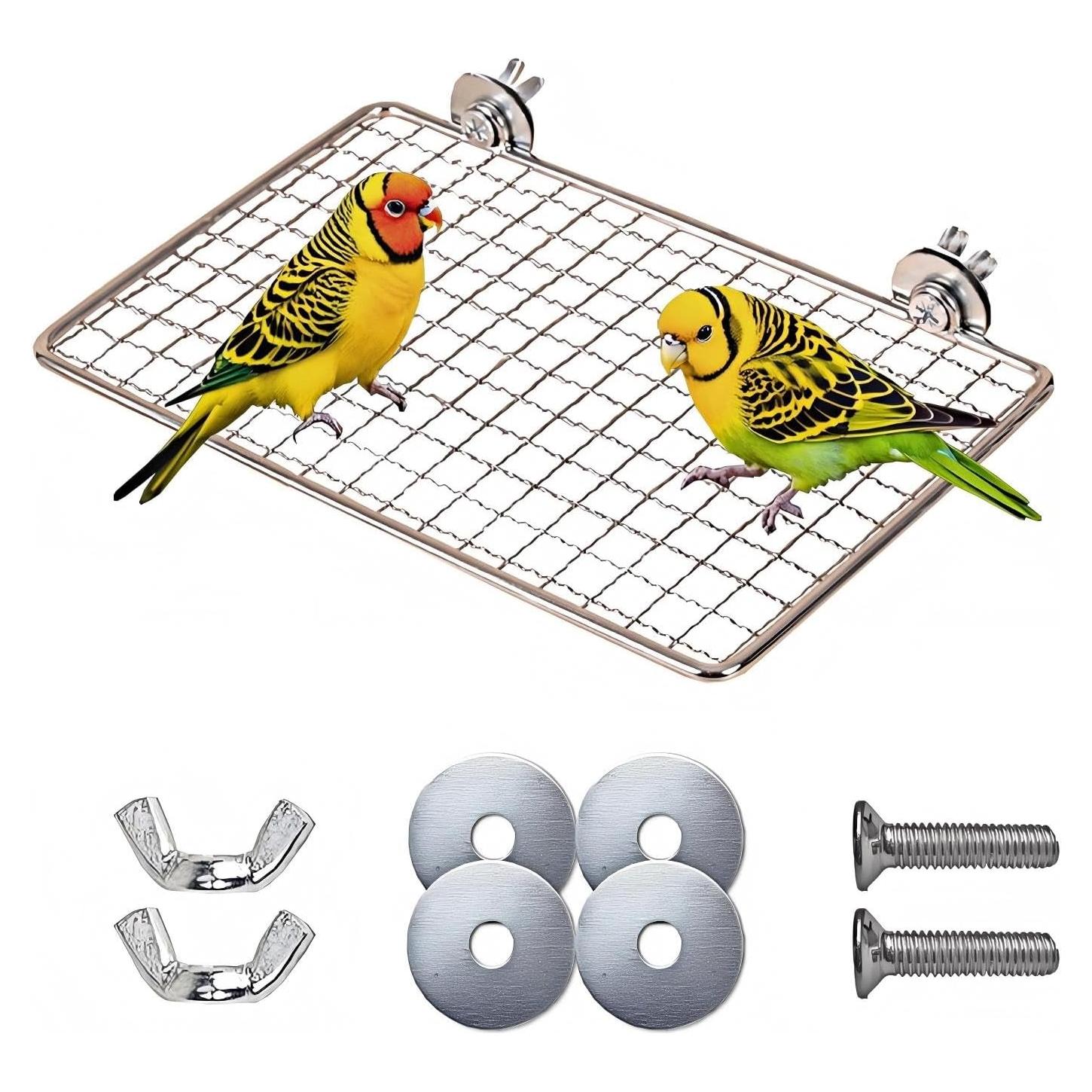 Plataforma para Periquitos RRQKMBO 20x15cm Acero Inoxidable
