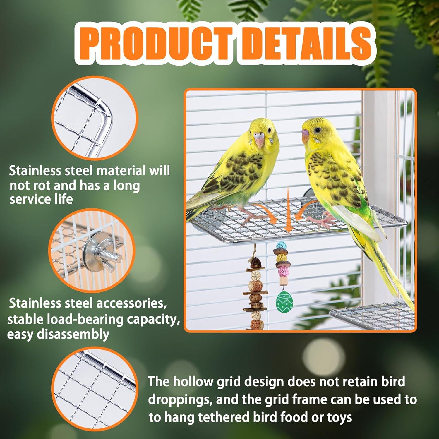 Plataforma para Periquitos RRQKMBO 20x15cm Acero Inoxidable