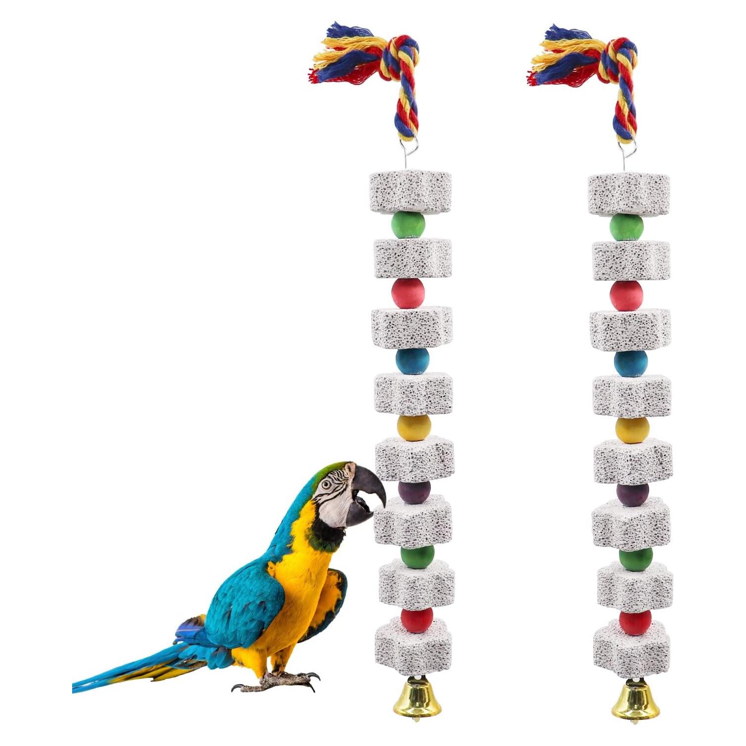 Paquete de 2 Juguetes para Aves Dnoifne - Masticar y Calcio 35 cm