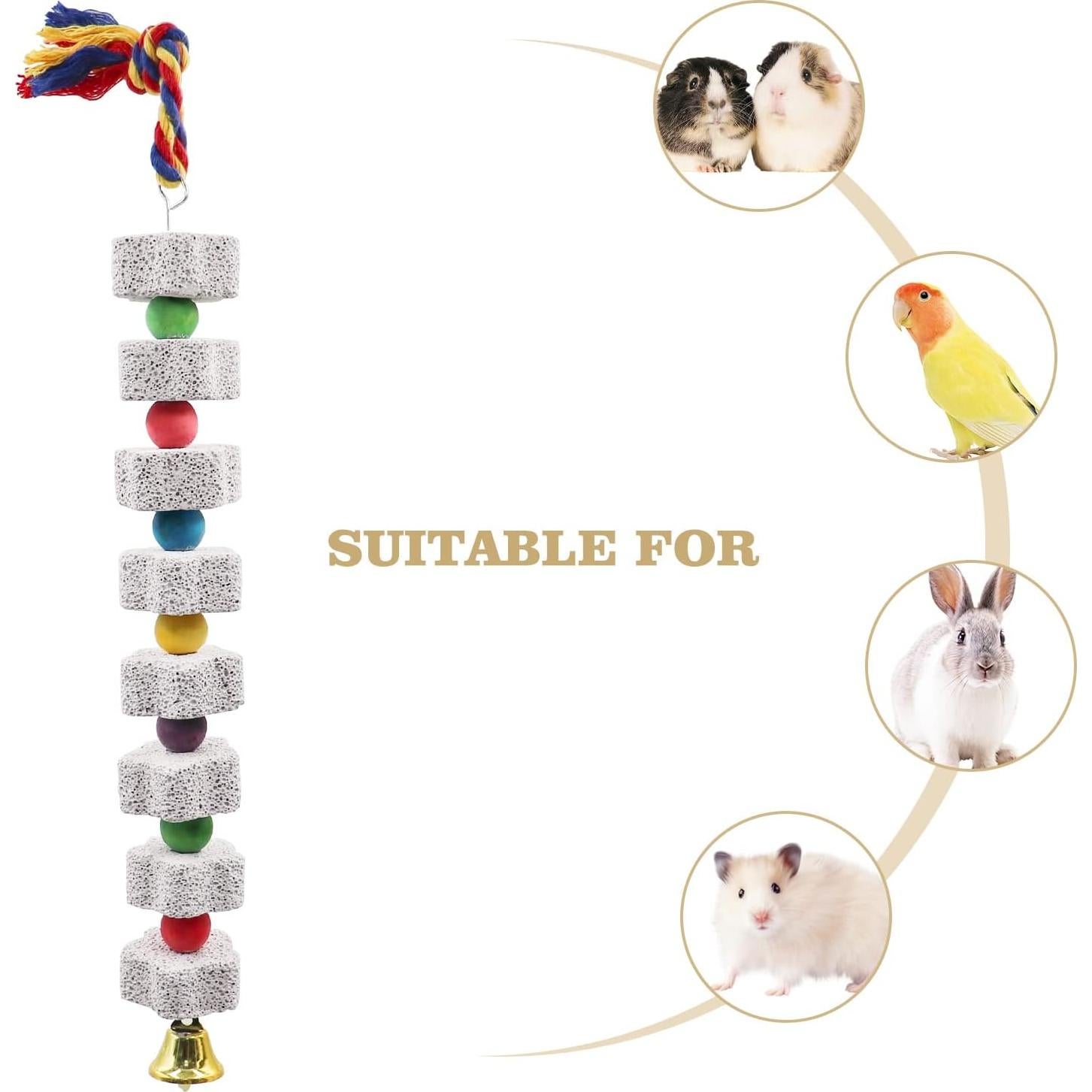 Paquete de 2 Juguetes para Aves Dnoifne - Masticar y Calcio 35 cm