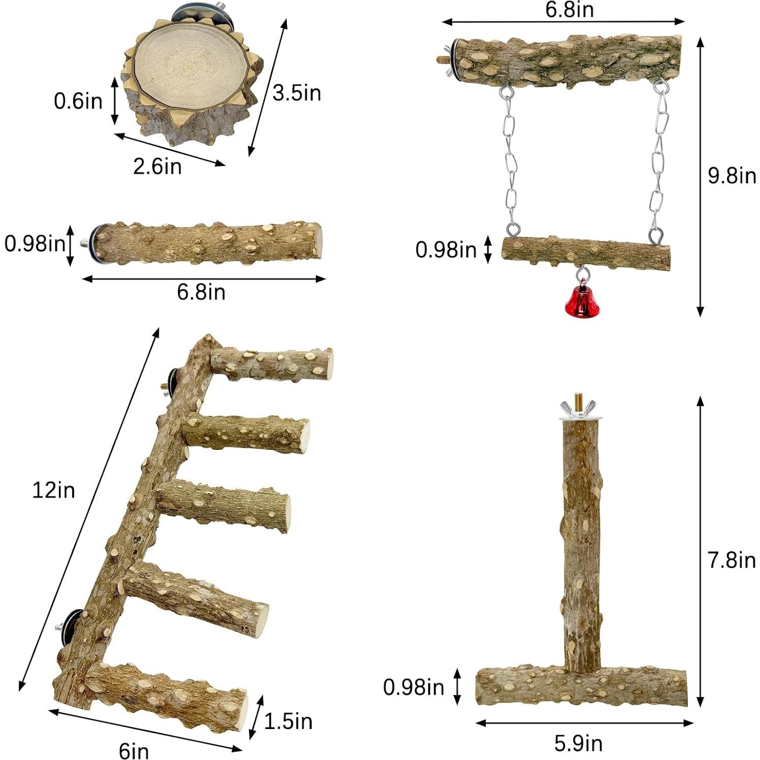 Escalera de Madera Natural BNOSDM para Aves 6 Piezas