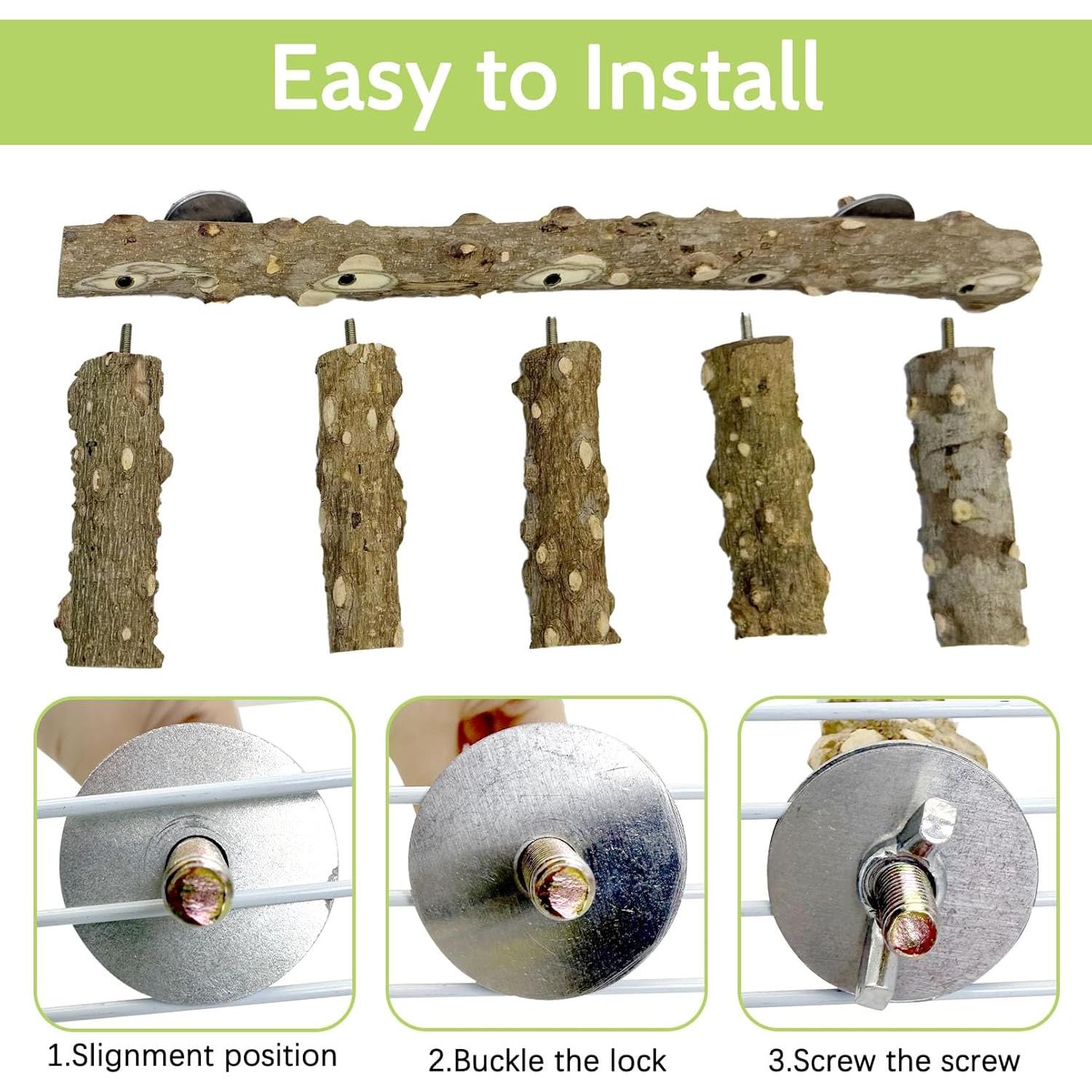 Escalera de Madera Natural BNOSDM para Aves 6 Piezas