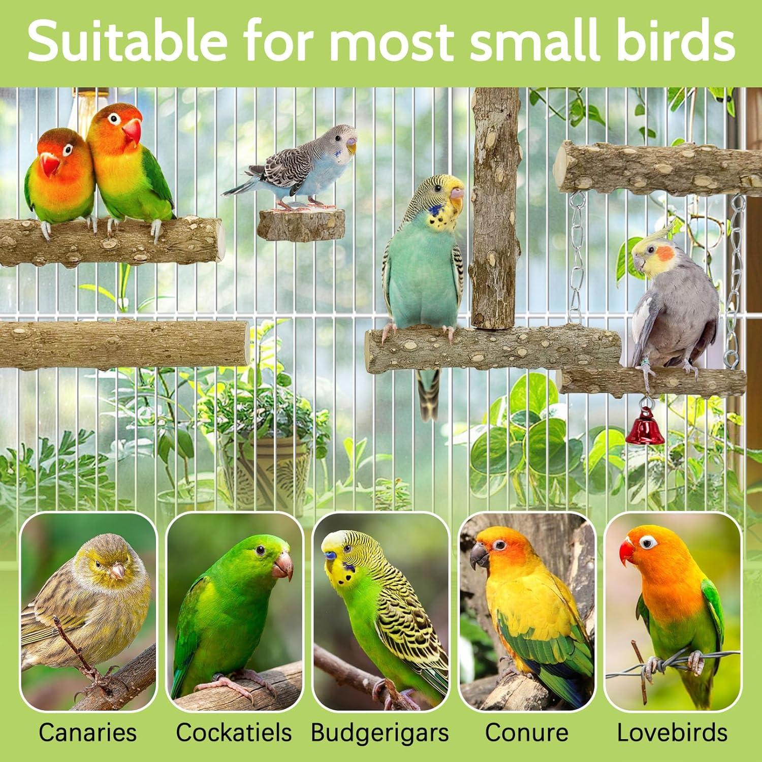 Escalera de Madera Natural BNOSDM para Aves 6 Piezas