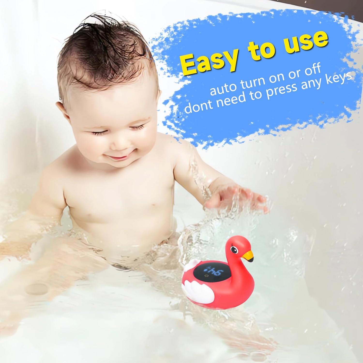 Termómetro de baño para bebés PioMeing Flamingo, seguro y LED