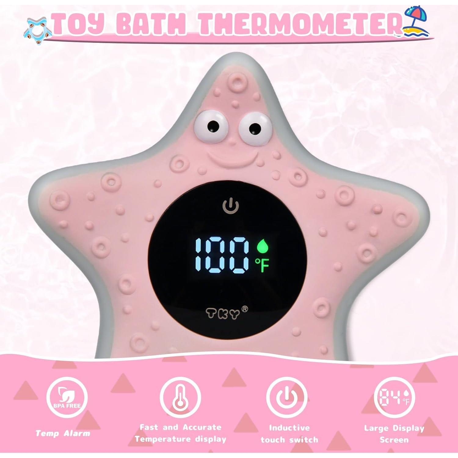 Termómetro de baño digital TKY con juguetes flotantes - Rosa