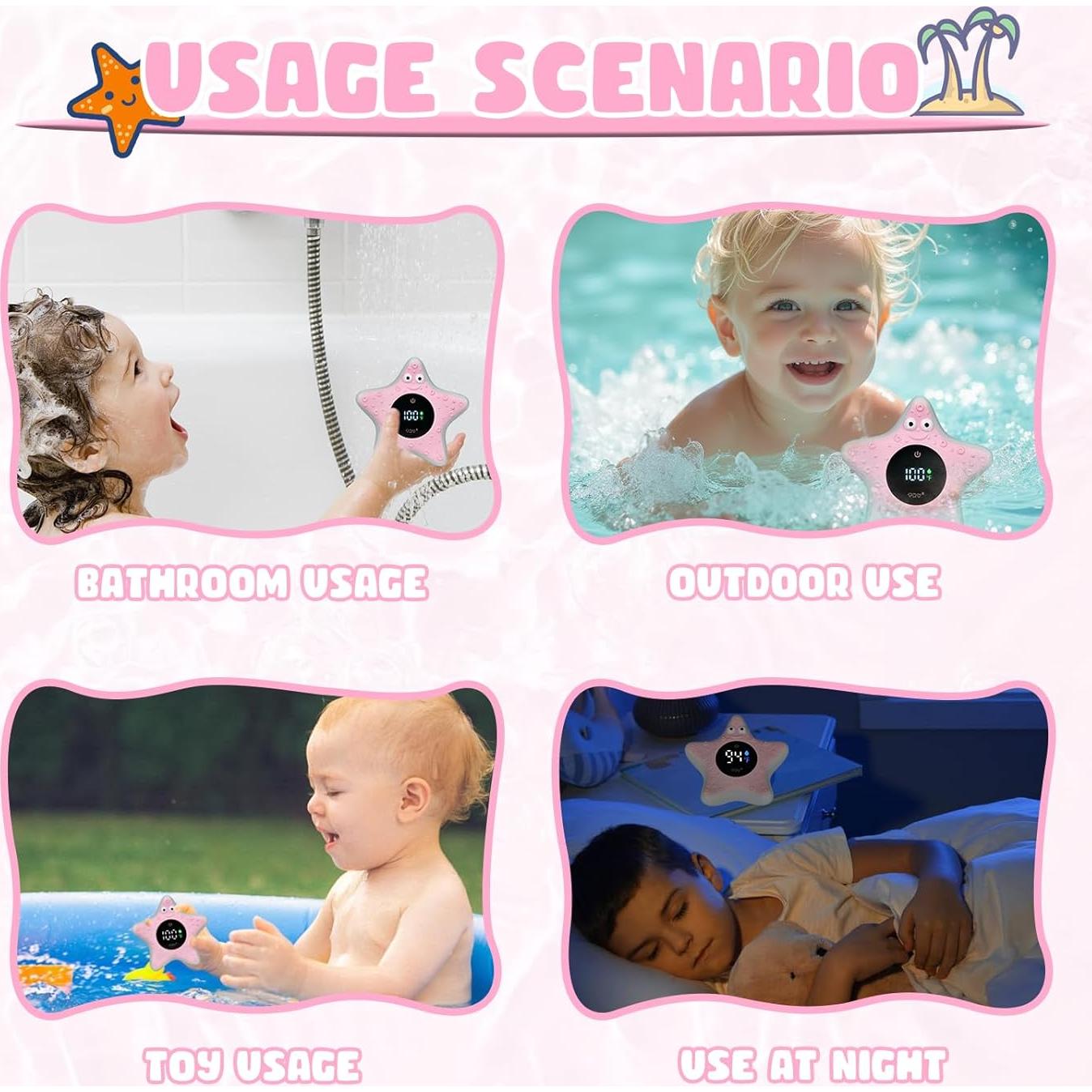 Termómetro de baño digital TKY con juguetes flotantes - Rosa