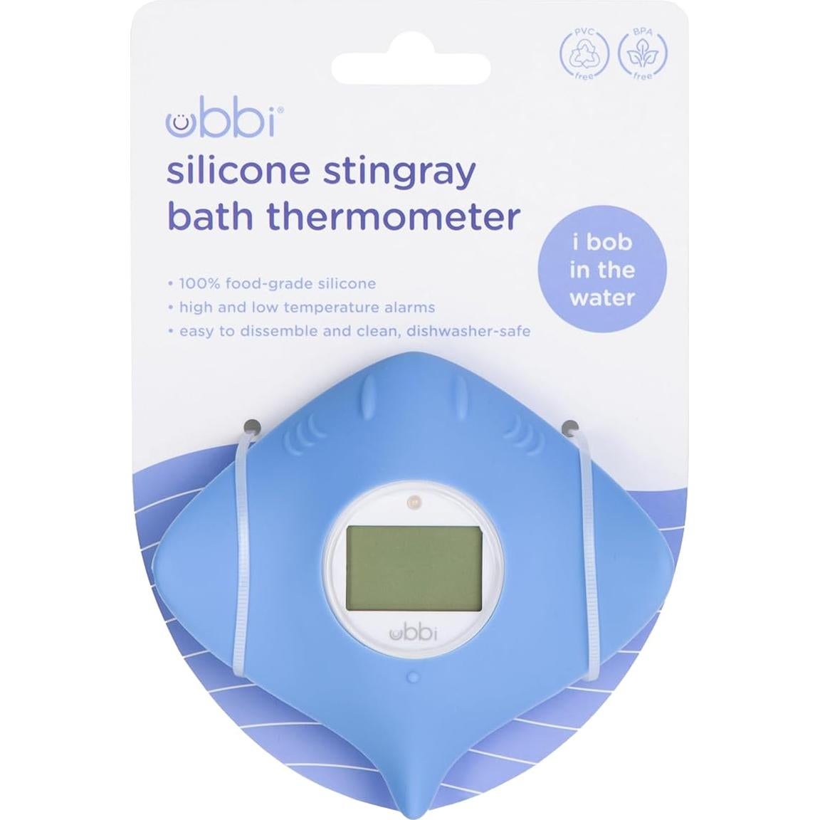 Termómetro de baño Ubbi Stingray para bebés, digital y seguro