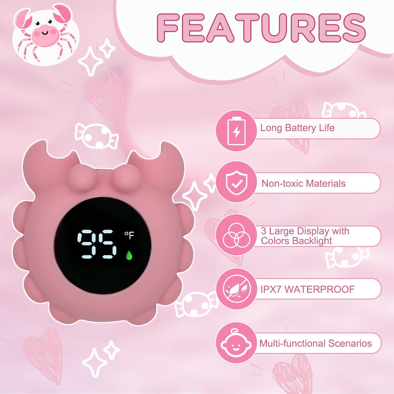 Termómetro de baño para bebés Wmaiwei cangrejo rosa seguro