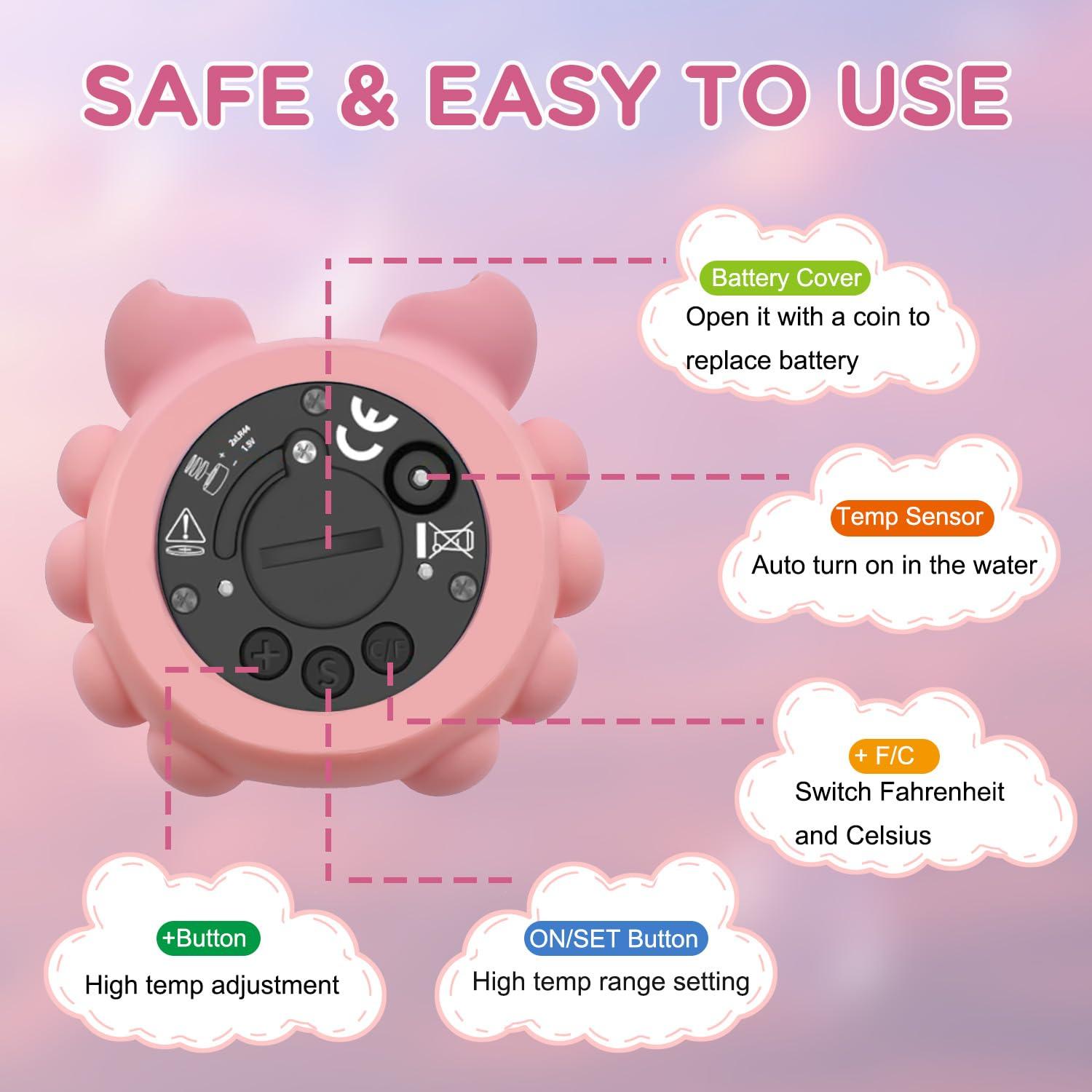 Termómetro de baño para bebés Wmaiwei cangrejo rosa seguro