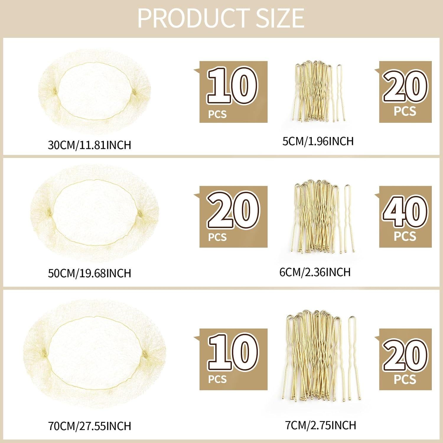 Conjunto de redes y horquillas para cabello Teenitor - 40 redes y 80 horquillas