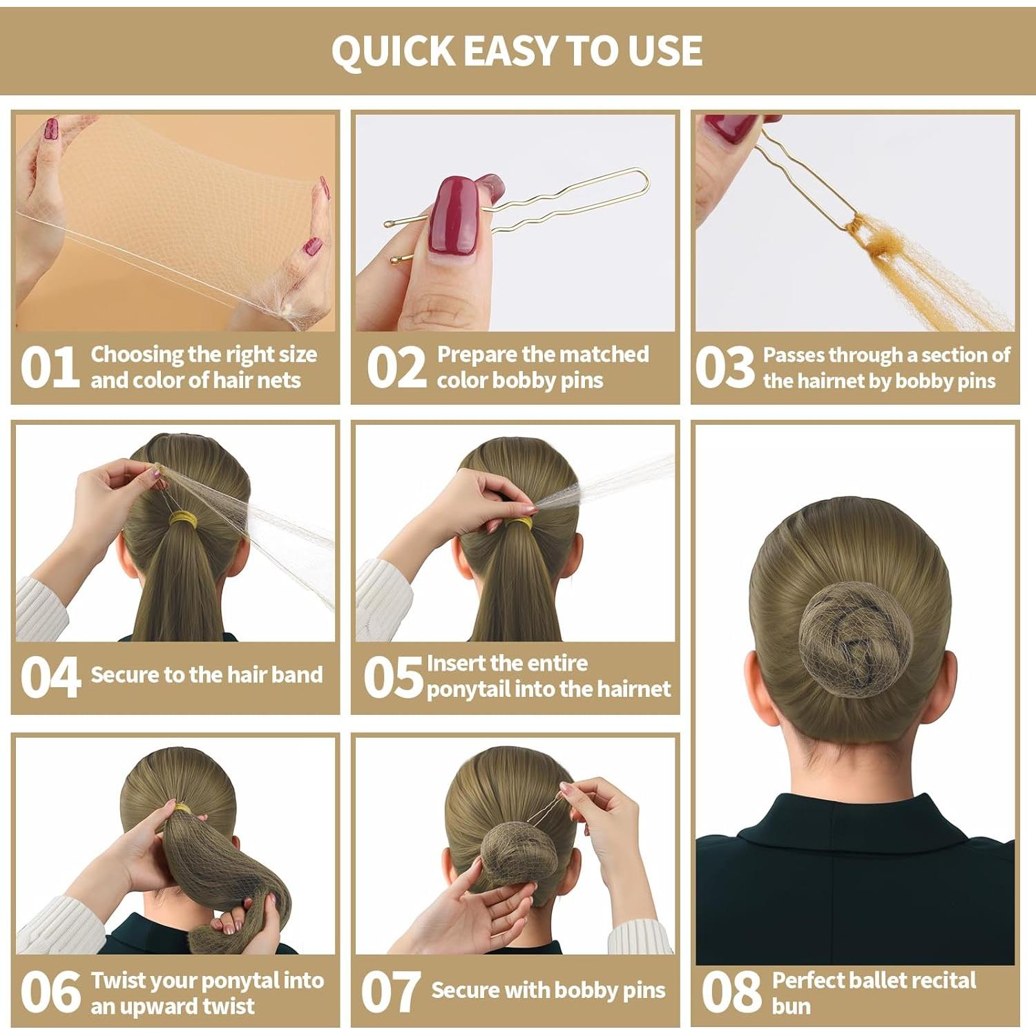 Conjunto de redes y horquillas para cabello Teenitor - 40 redes y 80 horquillas