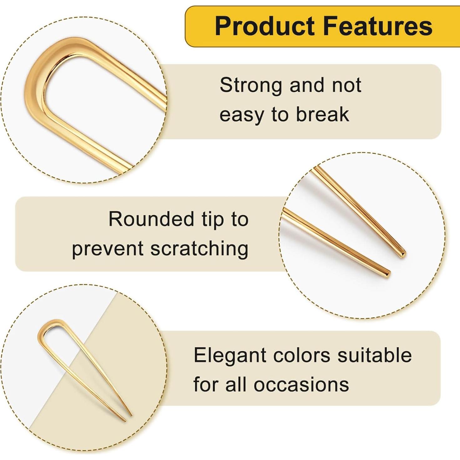 Pinzas Francesas para el Cabello Btcum - 3 Pcs Metálicas 13.97 cm